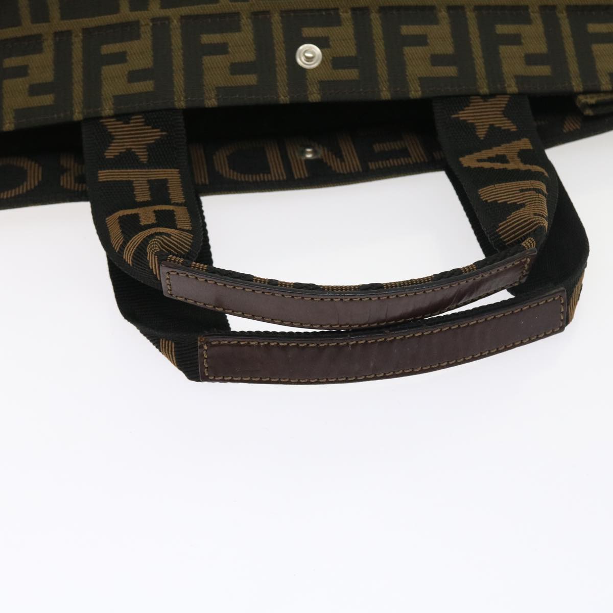 FENDI Zucca Canvas Hand Bag Nylon 2Set Brown Black am5047