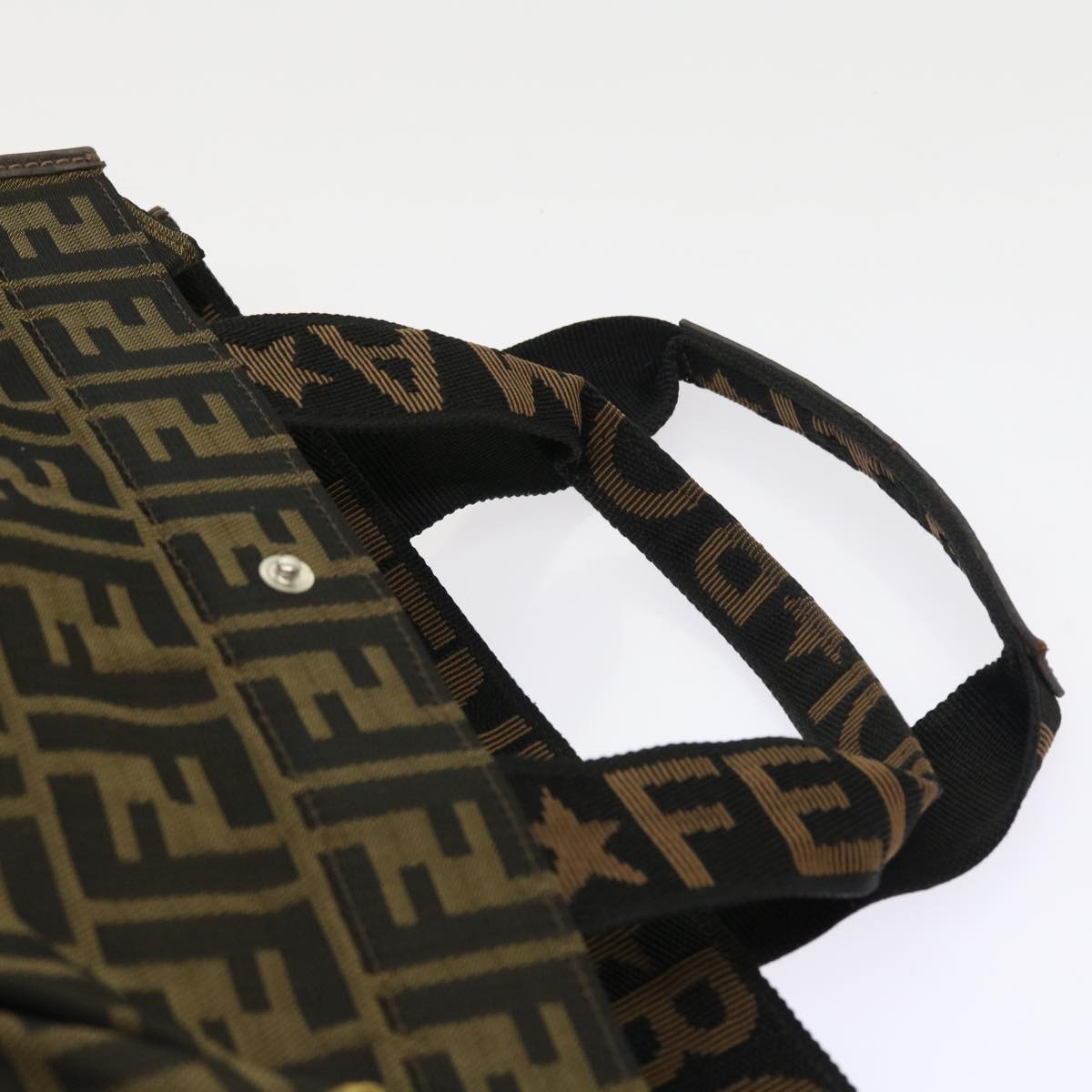 FENDI Zucca Canvas Hand Bag Nylon 2Set Brown Black am5047