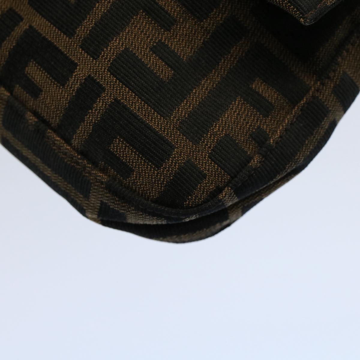 FENDI Zucca Canvas Mamma Baguette Shoulder Bag Black Brown am5065