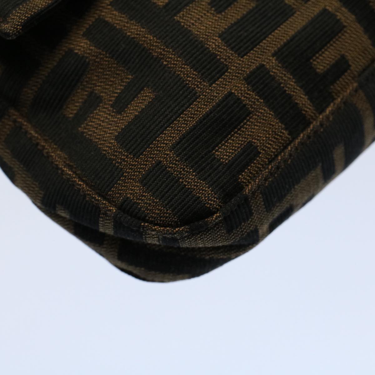 FENDI Zucca Canvas Mamma Baguette Shoulder Bag Black Brown am5065