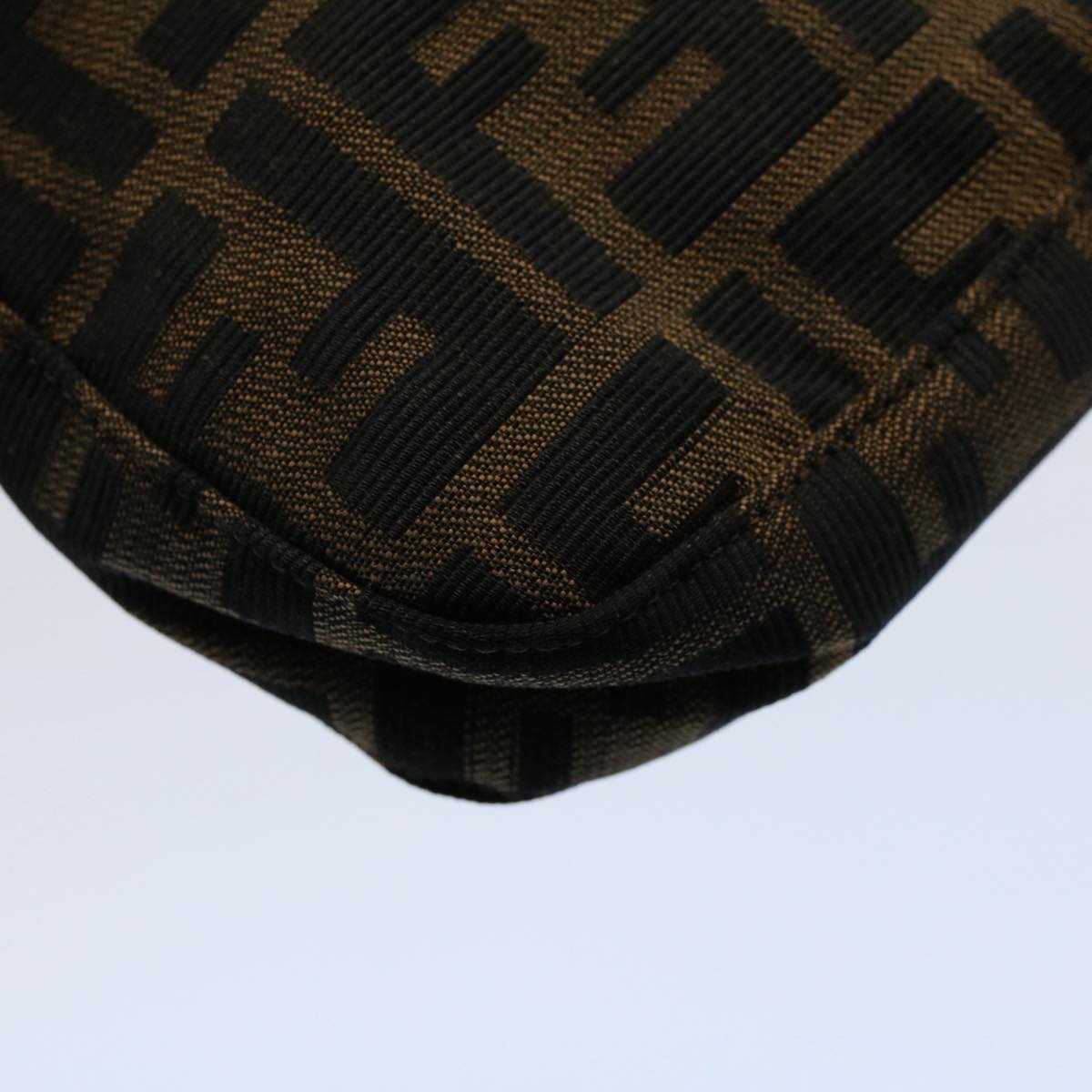 FENDI Zucca Canvas Mamma Baguette Shoulder Bag Black Brown am5065