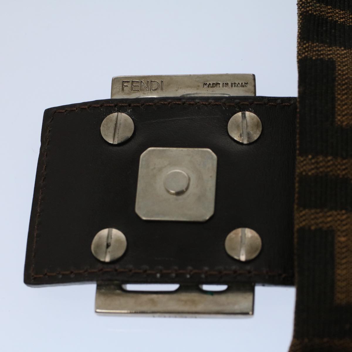 FENDI Zucca Canvas Mamma Baguette Shoulder Bag Black Brown am5065