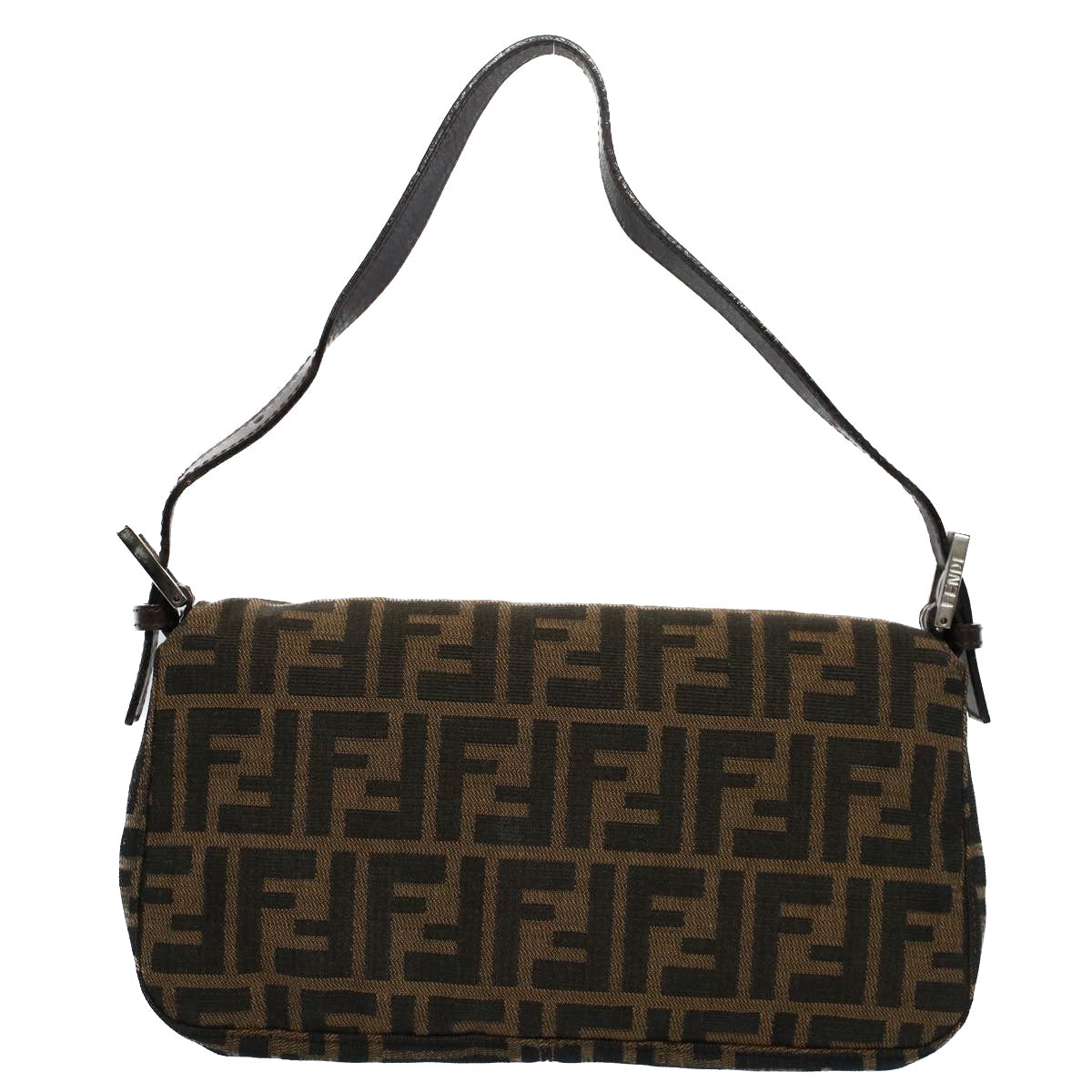 FENDI Zucca Canvas Mamma Baguette Shoulder Bag Black Brown am5065