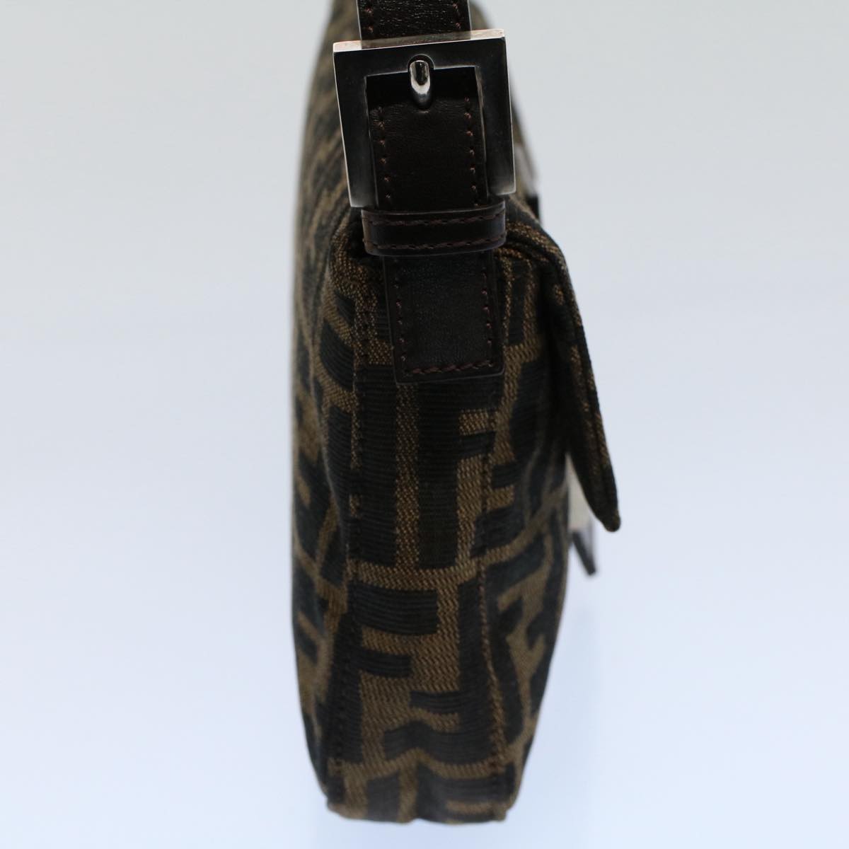 FENDI Zucca Canvas Mamma Baguette Shoulder Bag Black Brown am5065