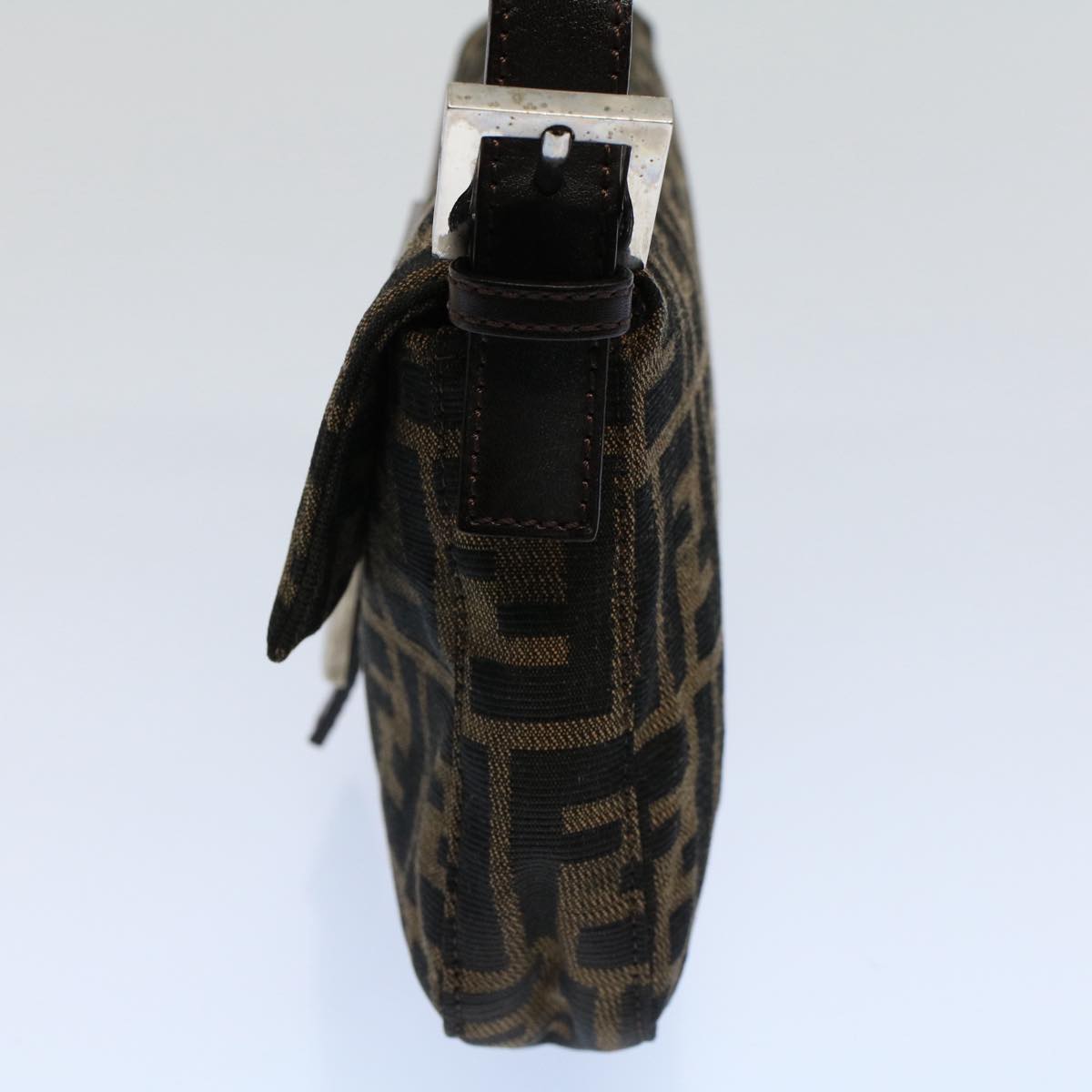 FENDI Zucca Canvas Mamma Baguette Shoulder Bag Black Brown am5065