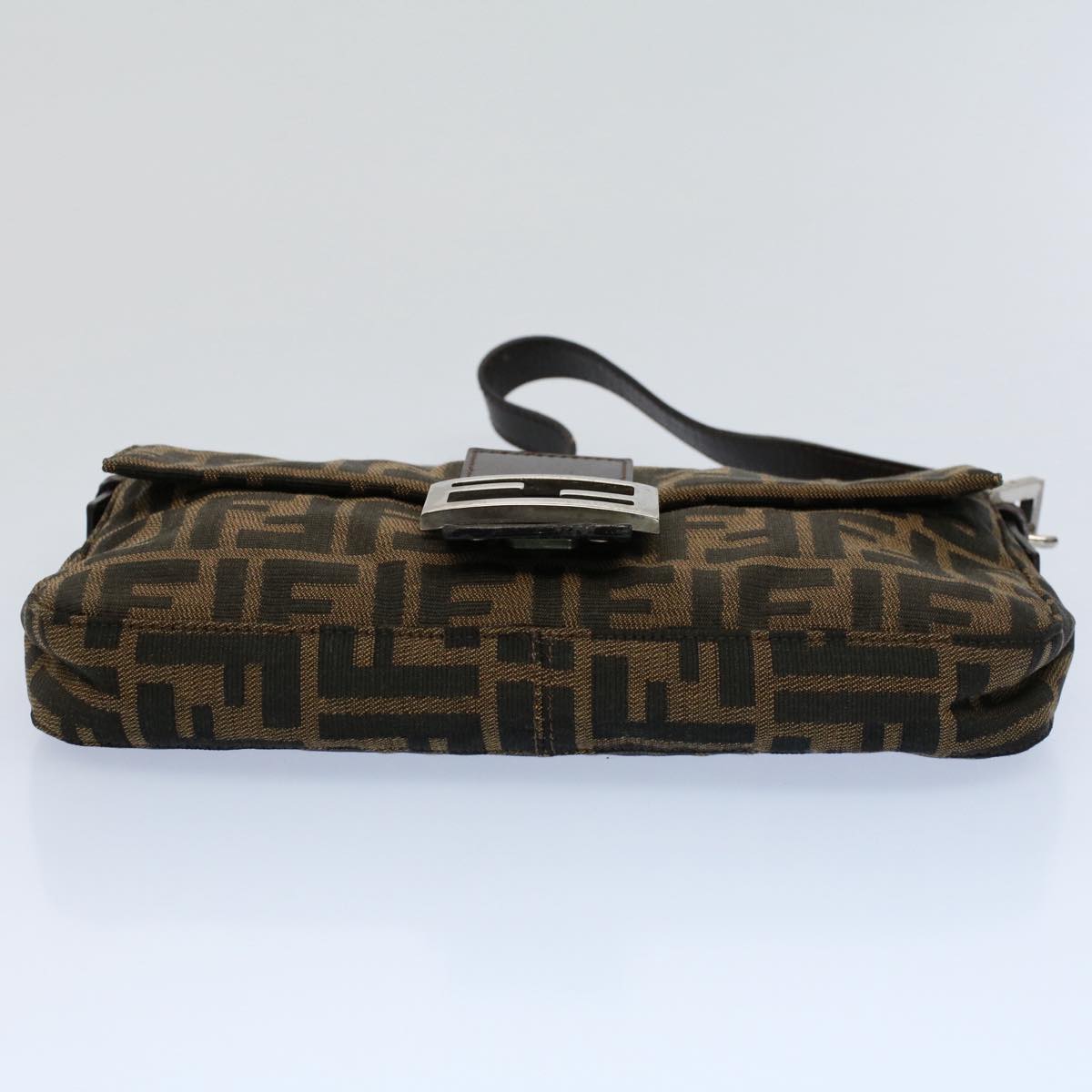 FENDI Zucca Canvas Mamma Baguette Shoulder Bag Black Brown am5065