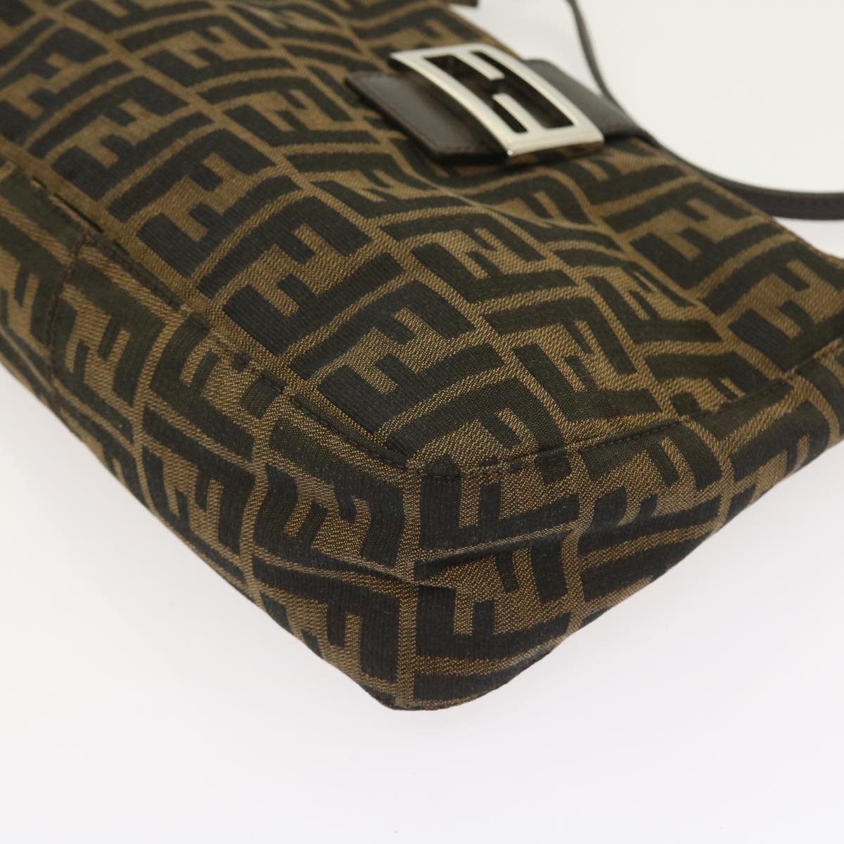 FENDI Zucca Canvas Shoulder Bag Black Brown am5068