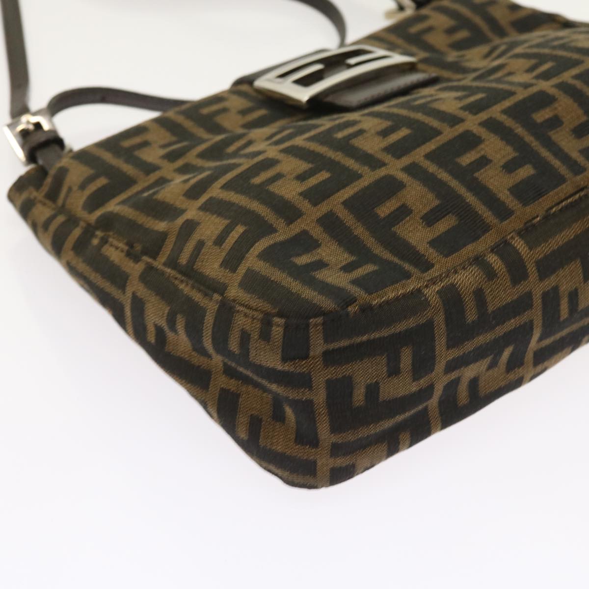 FENDI Zucca Canvas Shoulder Bag Black Brown am5068