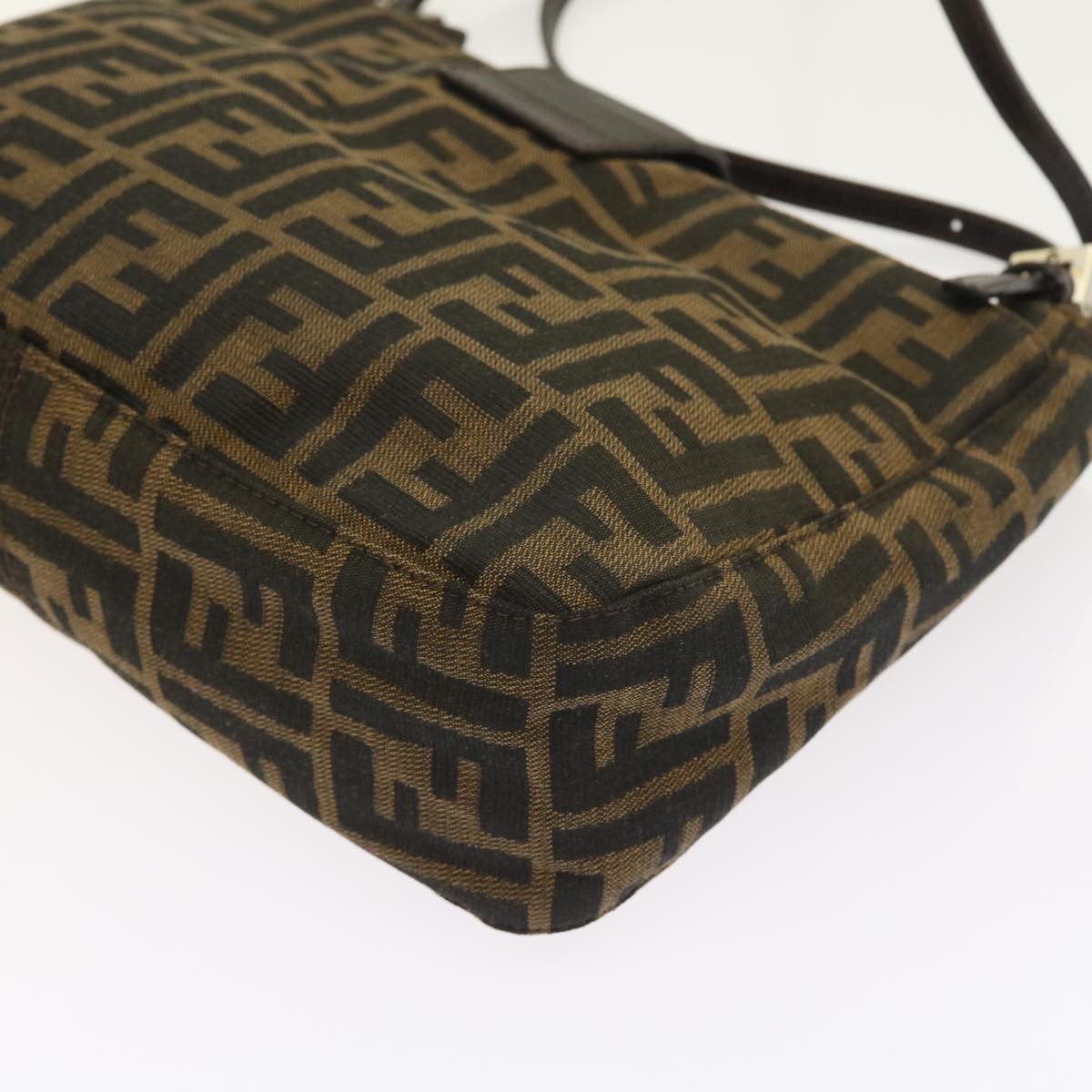 FENDI Zucca Canvas Shoulder Bag Black Brown am5068