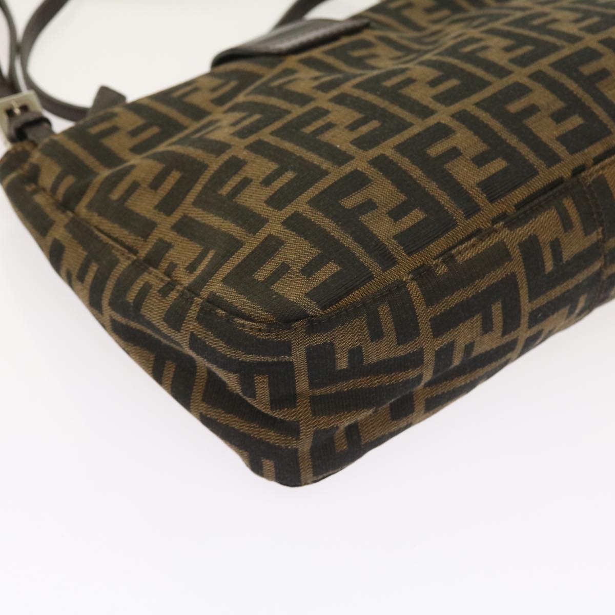 FENDI Zucca Canvas Shoulder Bag Black Brown am5068