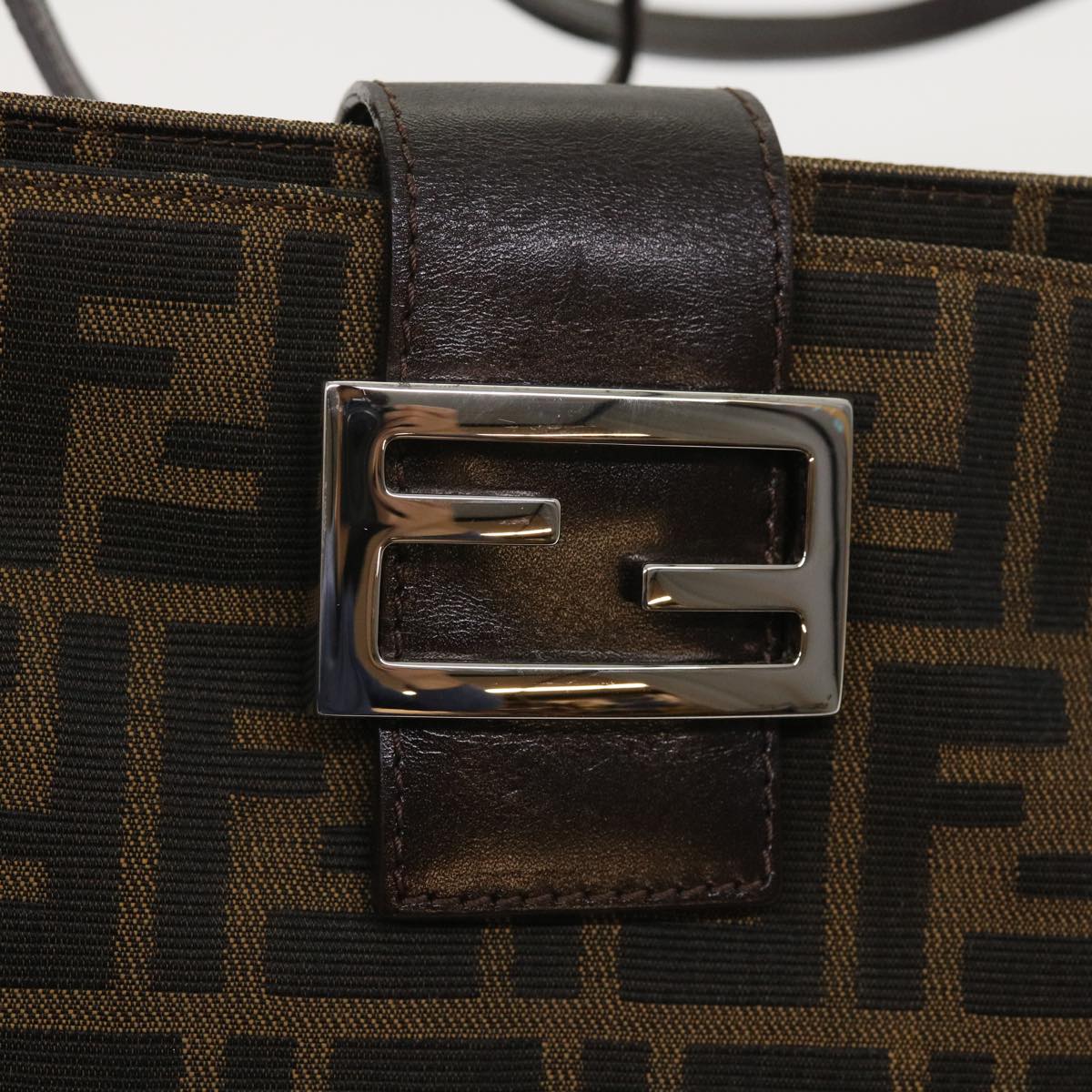FENDI Zucca Canvas Shoulder Bag Black Brown am5068