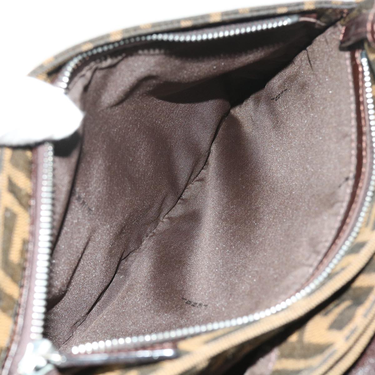 FENDI Zucca Canvas Shoulder Bag Black Brown am5068