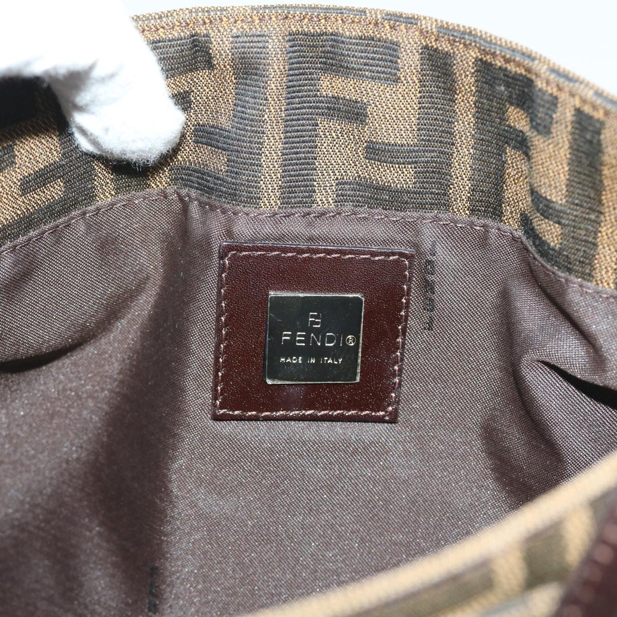 FENDI Zucca Canvas Shoulder Bag Black Brown am5068