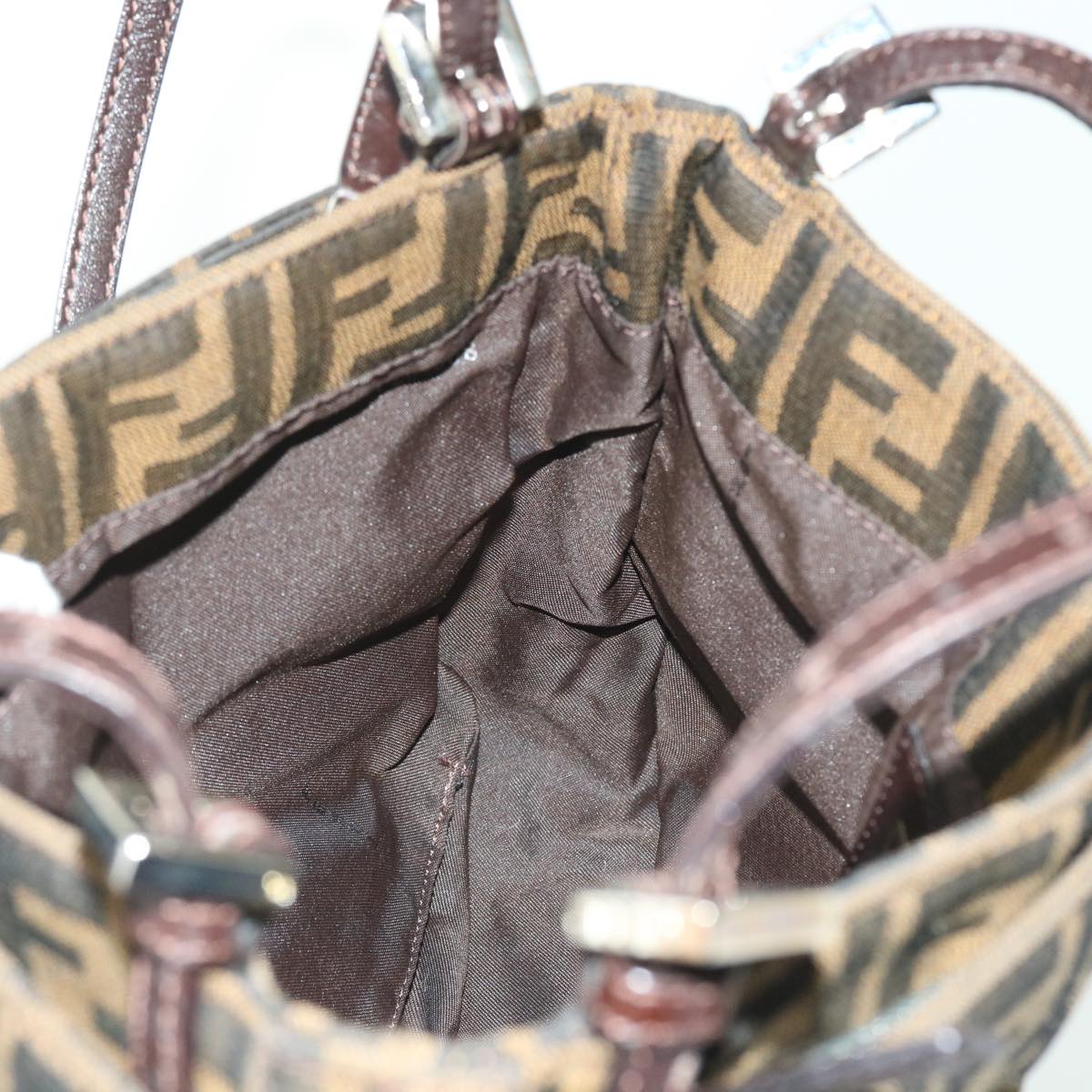 FENDI Zucca Canvas Shoulder Bag Black Brown am5068