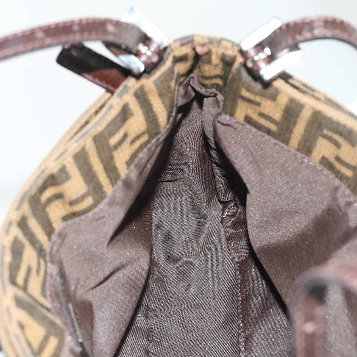 FENDI Zucca Canvas Shoulder Bag Black Brown am5068