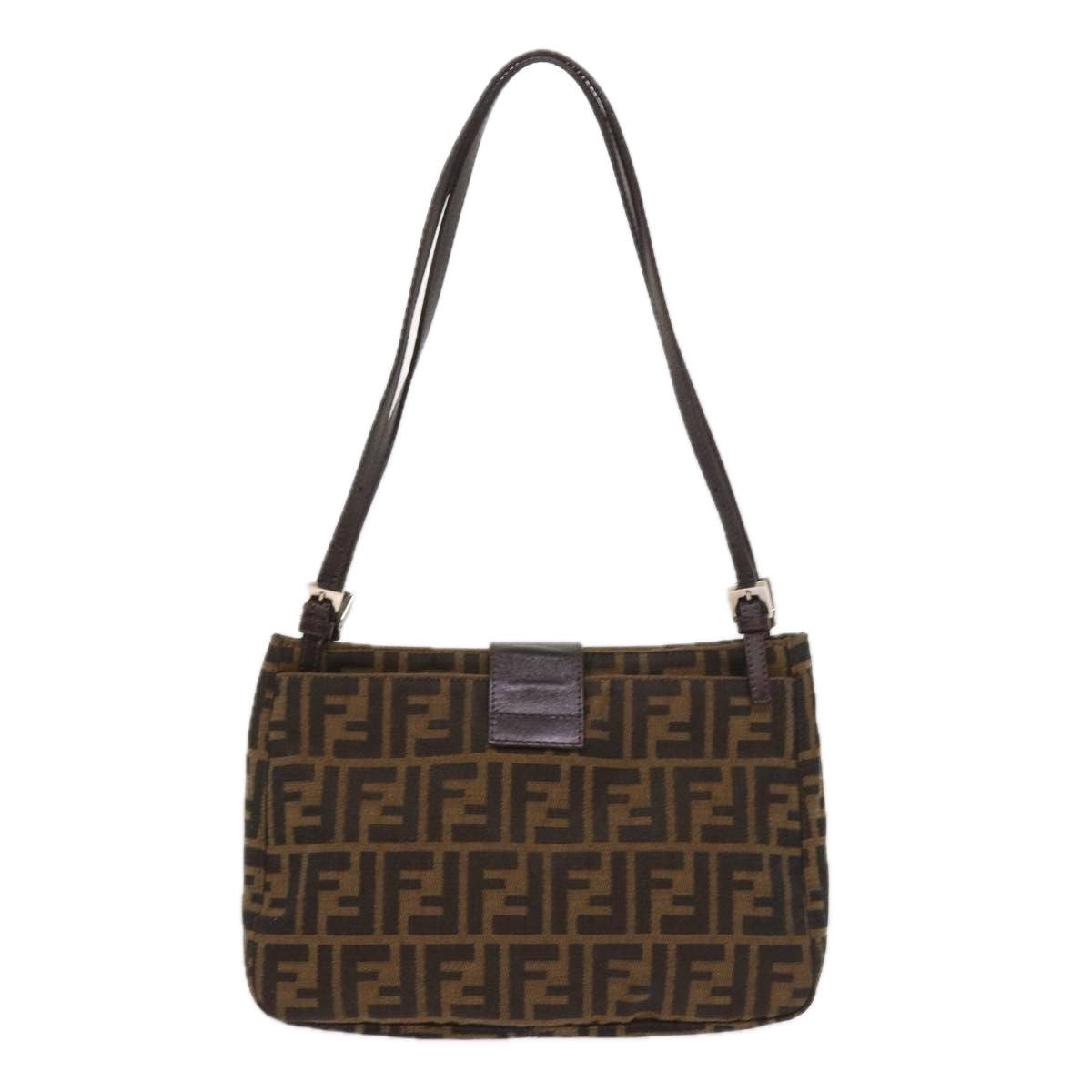 FENDI Zucca Canvas Shoulder Bag Black Brown am5068