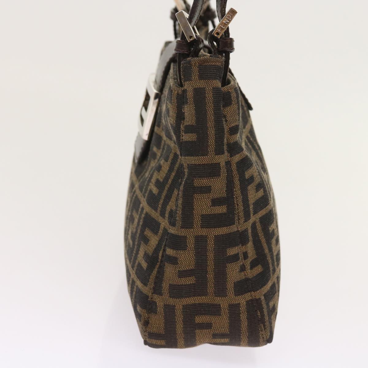 FENDI Zucca Canvas Shoulder Bag Black Brown am5068