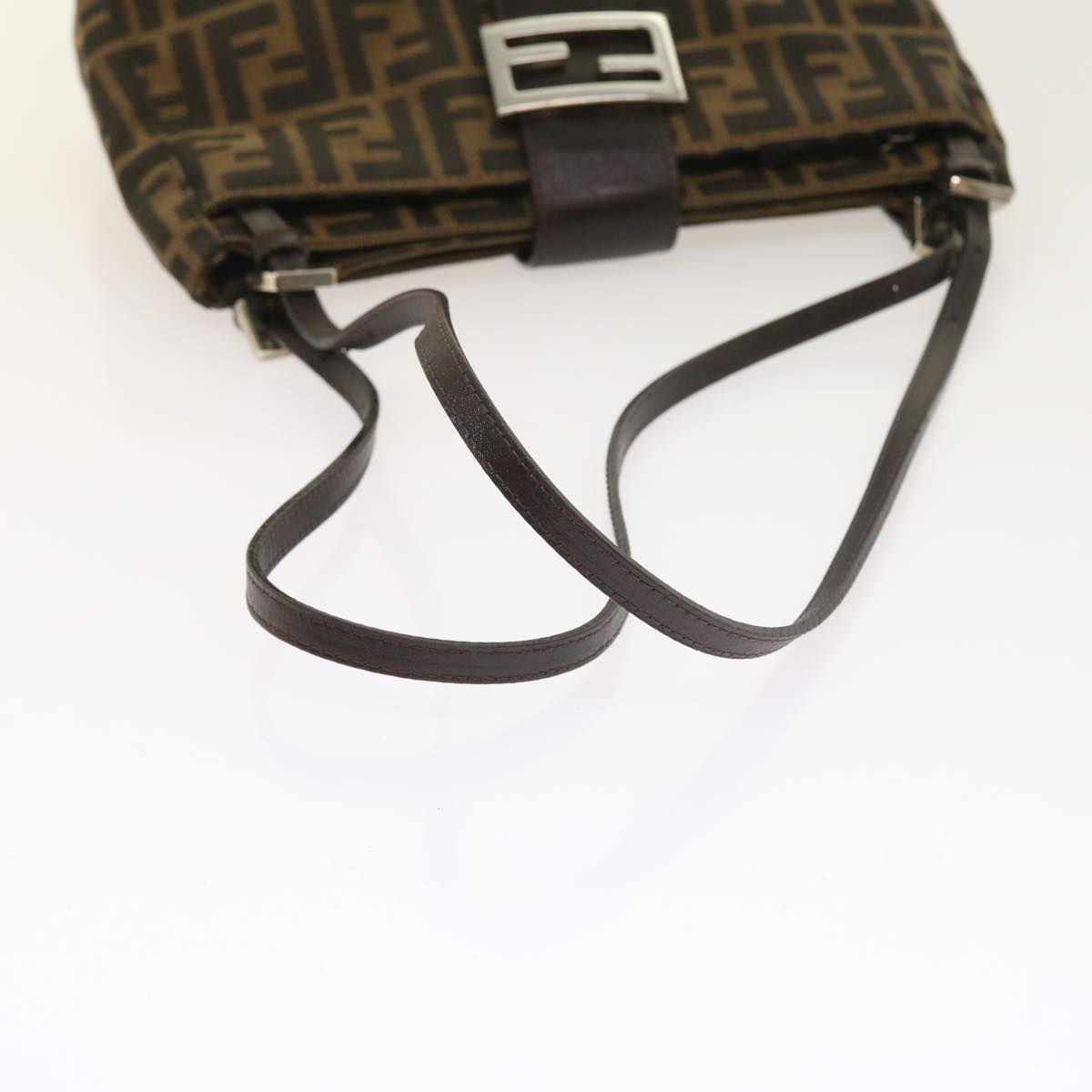 FENDI Zucca Canvas Shoulder Bag Black Brown am5068