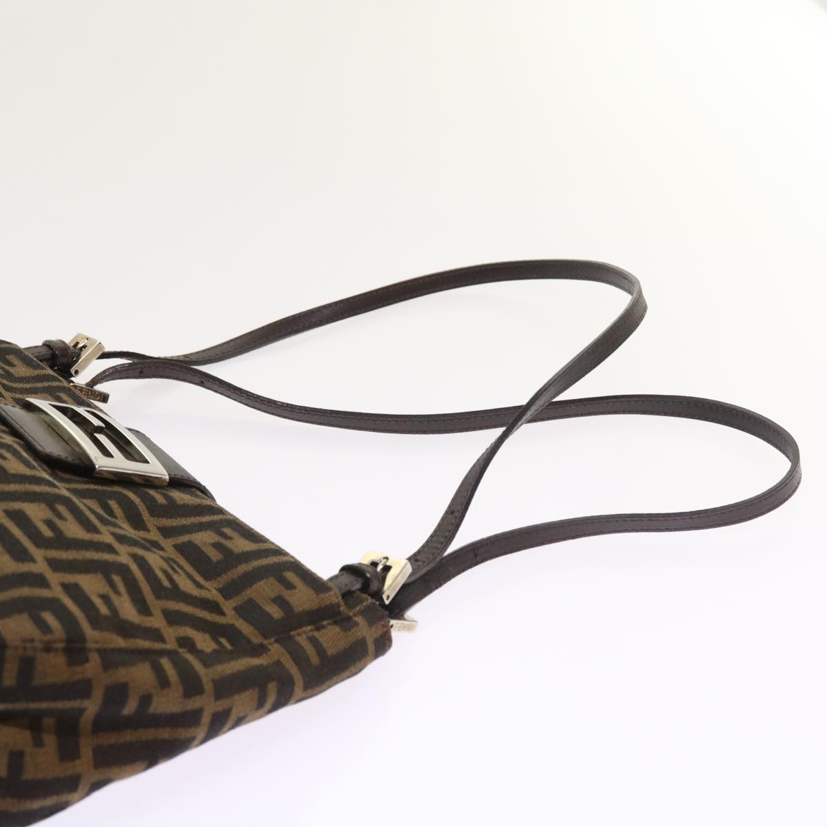 FENDI Zucca Canvas Shoulder Bag Black Brown am5068
