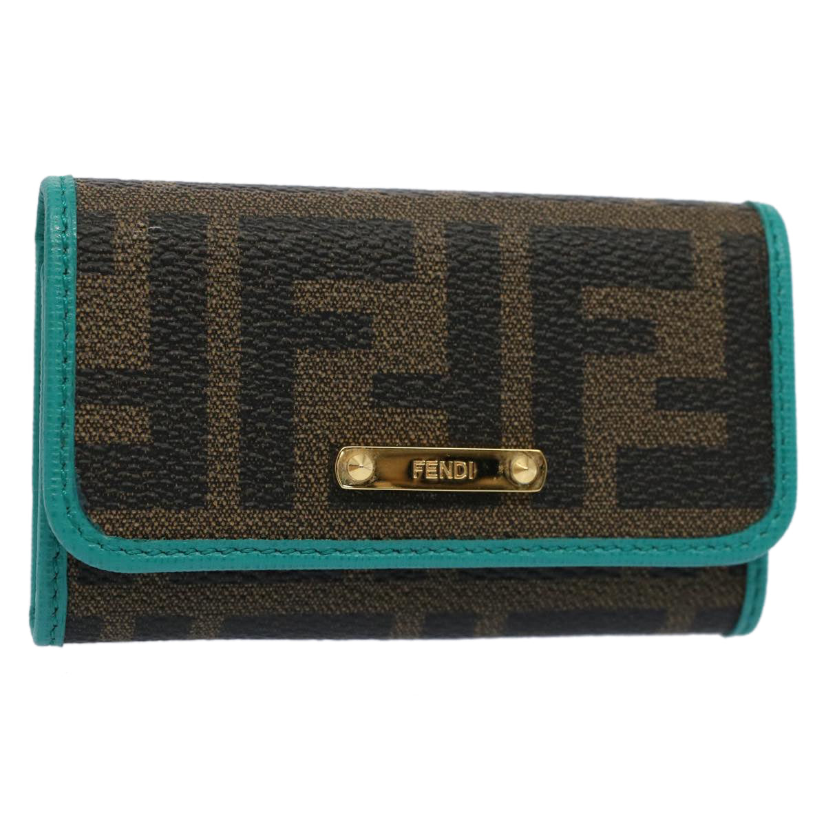 FENDI Zucca Canvas Key Case Black Brown am5112