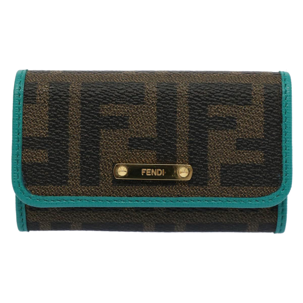 FENDI Zucca Canvas Key Case Black Brown am5112