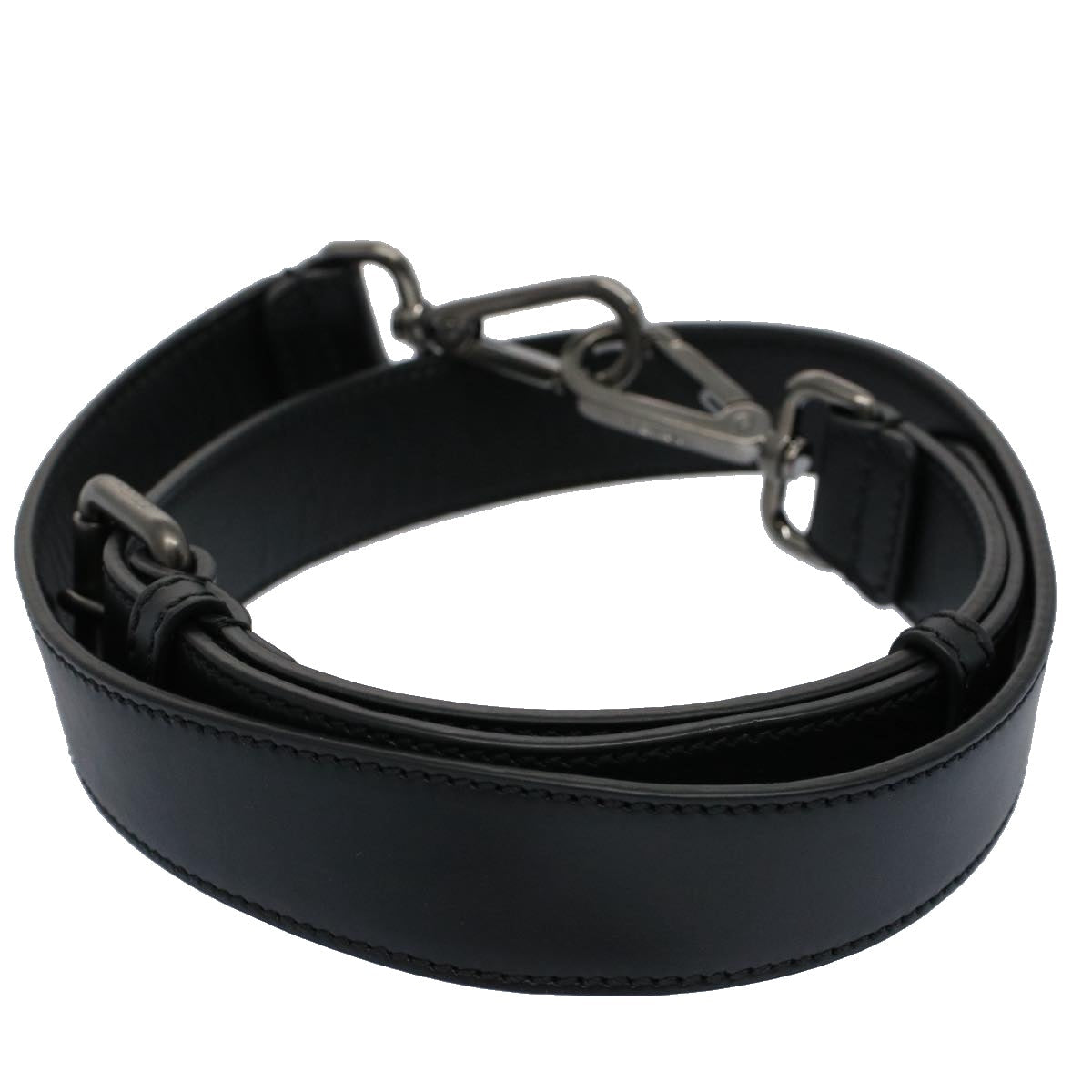 FENDI Adjustable Shoulder Strap Leather 33.9""-40.9"" Black am5224