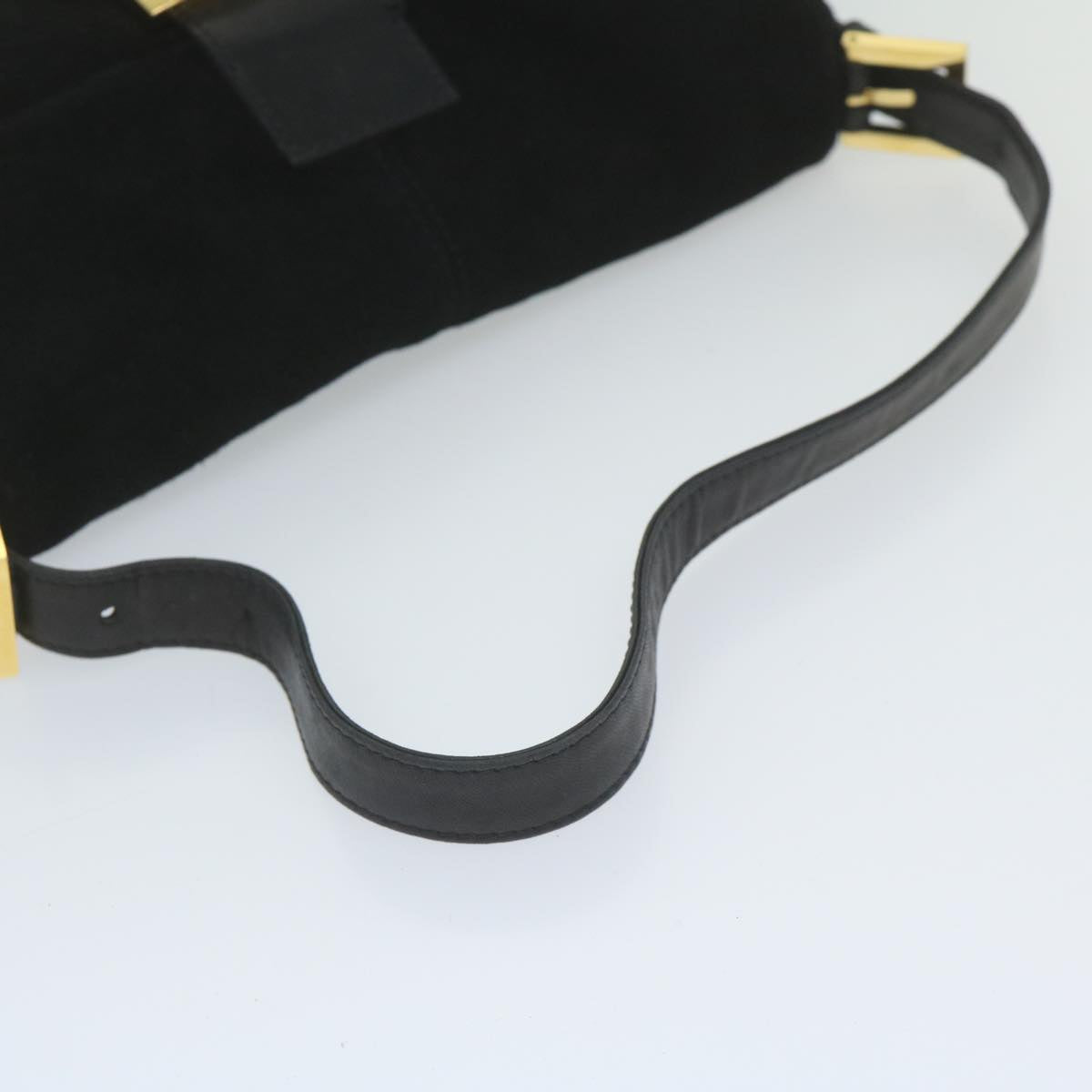 FENDI Mamma Baguette Shoulder Bag Suede Black 2813 26424 009 am5239