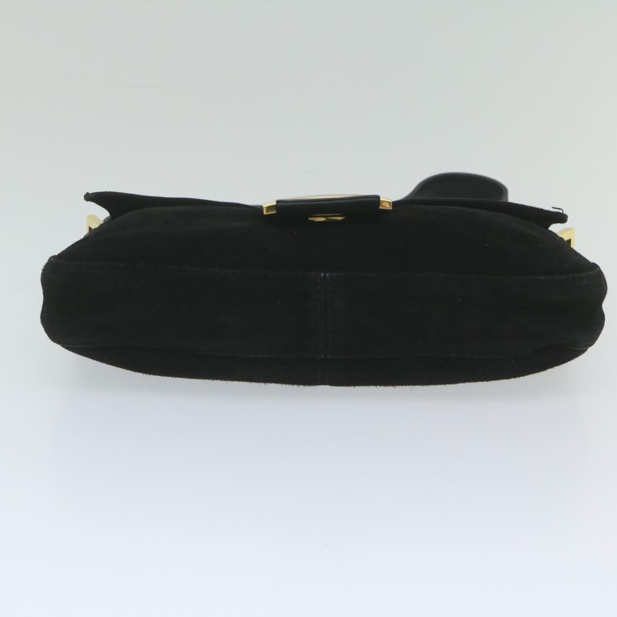 FENDI Mamma Baguette Shoulder Bag Suede Black 2813 26424 009 am5239