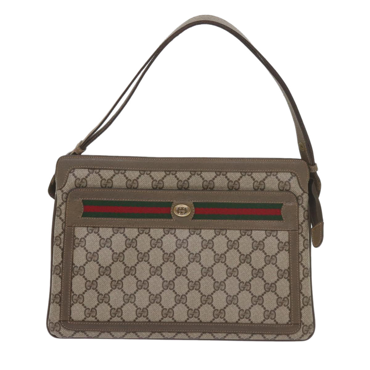 GUCCI GG Supreme Web Sherry Line Shoulder Bag Beige Red 41 02 090 am5260