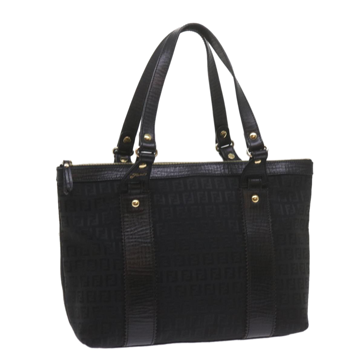 FENDI Zucchino Canvas Tote Bag Black am5285