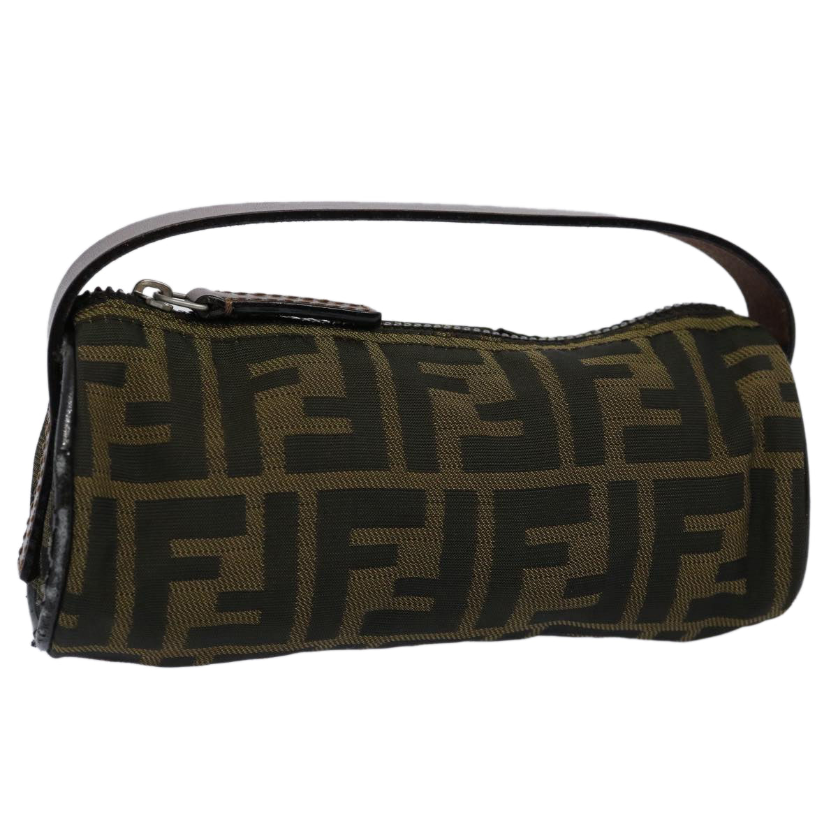FENDI Zucca Canvas Hand Bag Black Brown 2257 26553 009 am5322