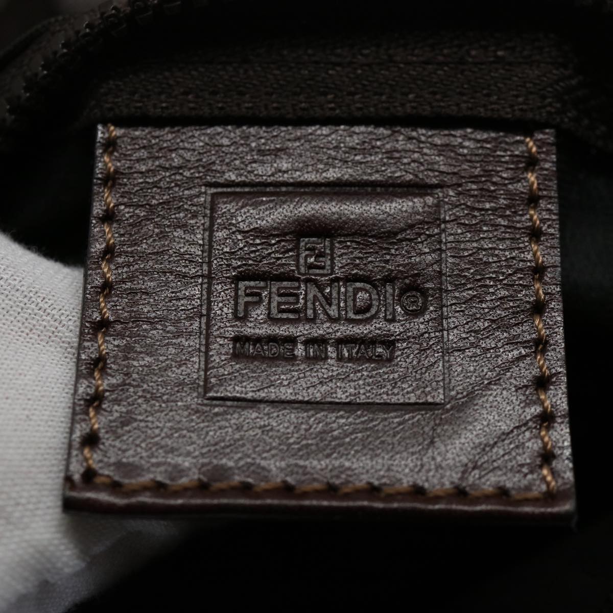 FENDI Zucca Canvas Hand Bag Black Brown 2257 26553 009 am5322