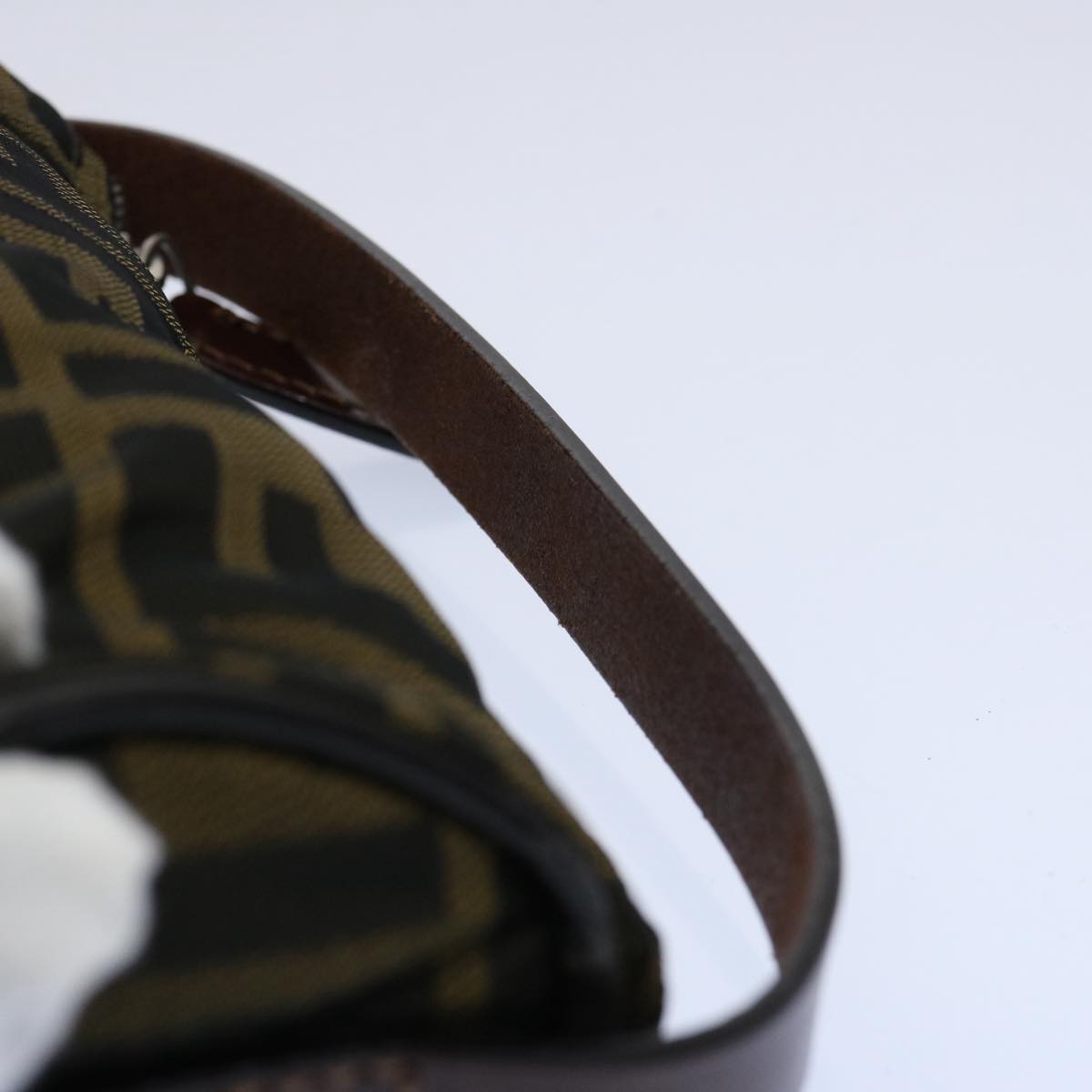 FENDI Zucca Canvas Hand Bag Black Brown 2257 26553 009 am5322