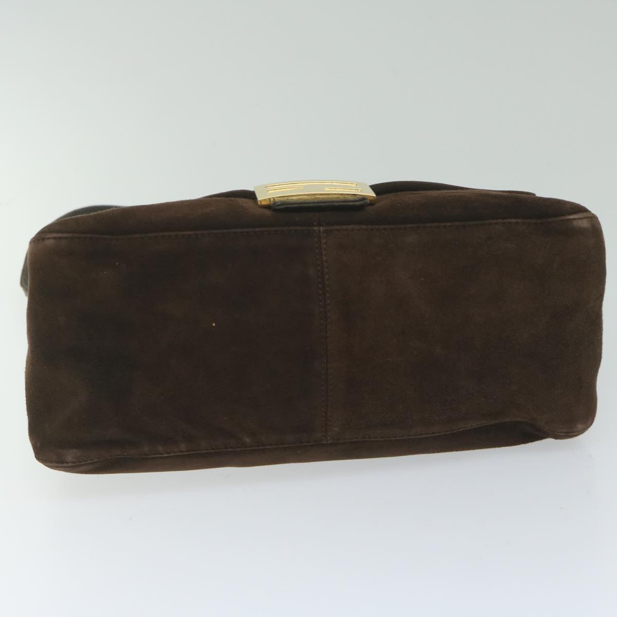 FENDI Mamma Baguette Shoulder Bag Suede Brown am5342