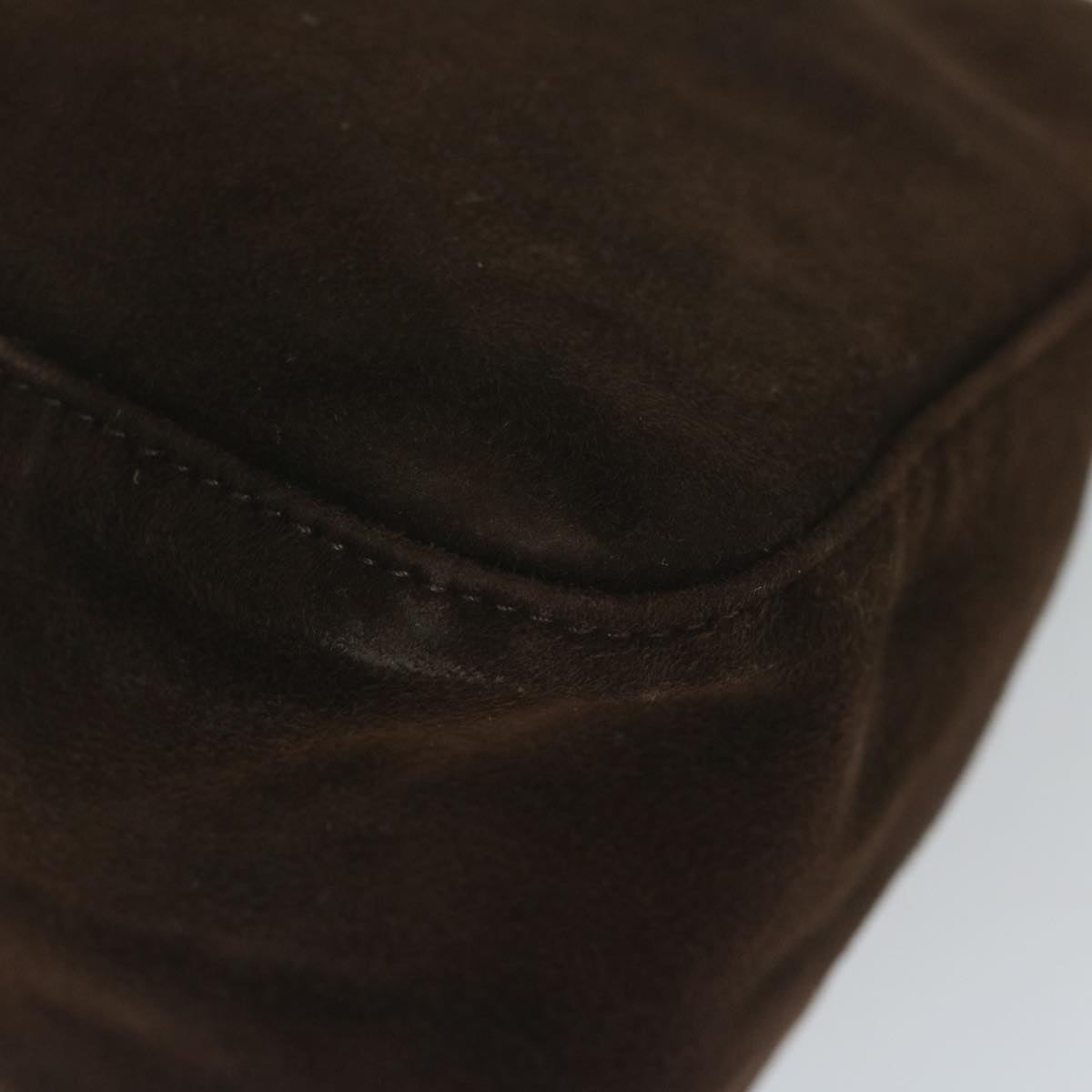 FENDI Mamma Baguette Shoulder Bag Suede Brown am5342