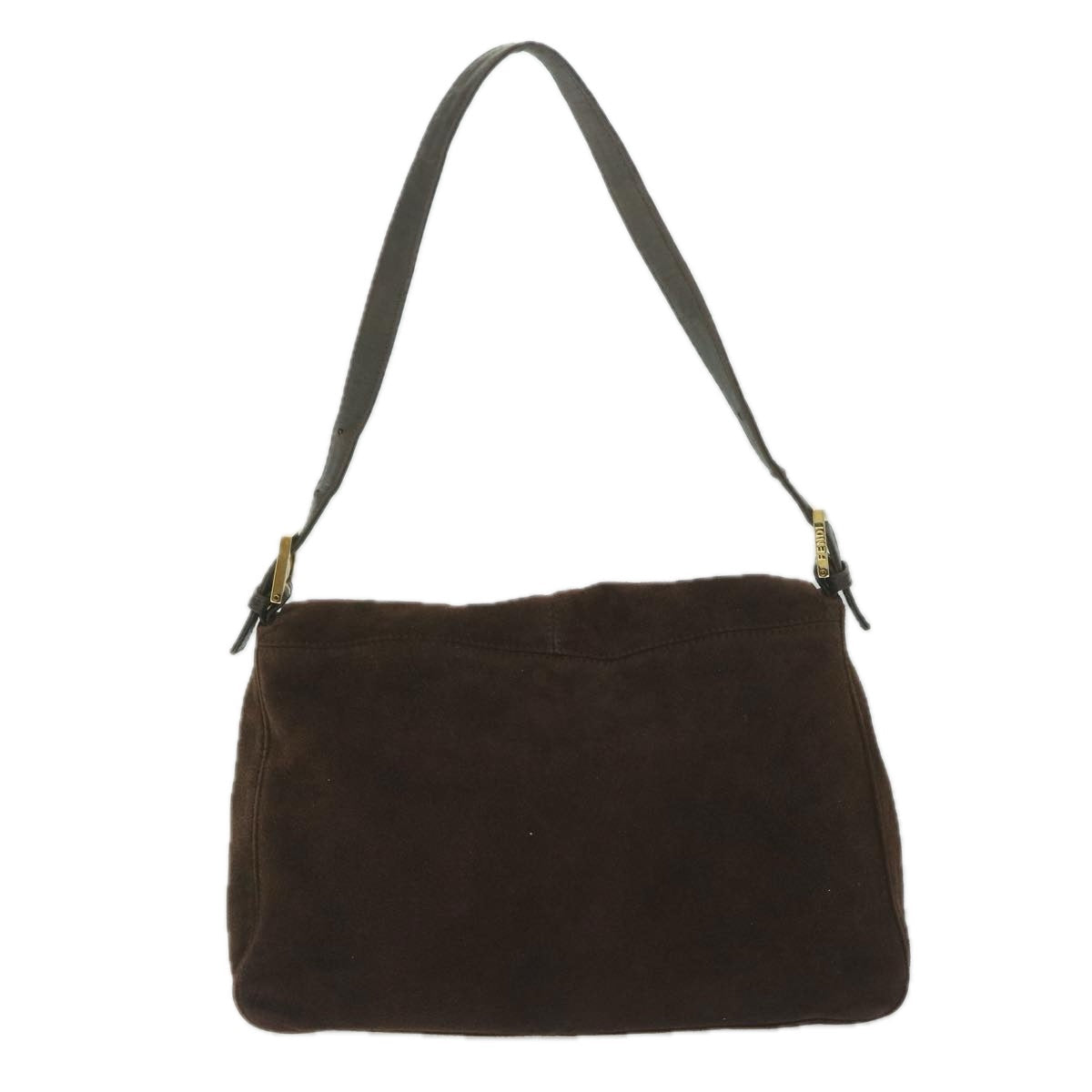 FENDI Mamma Baguette Shoulder Bag Suede Brown am5342