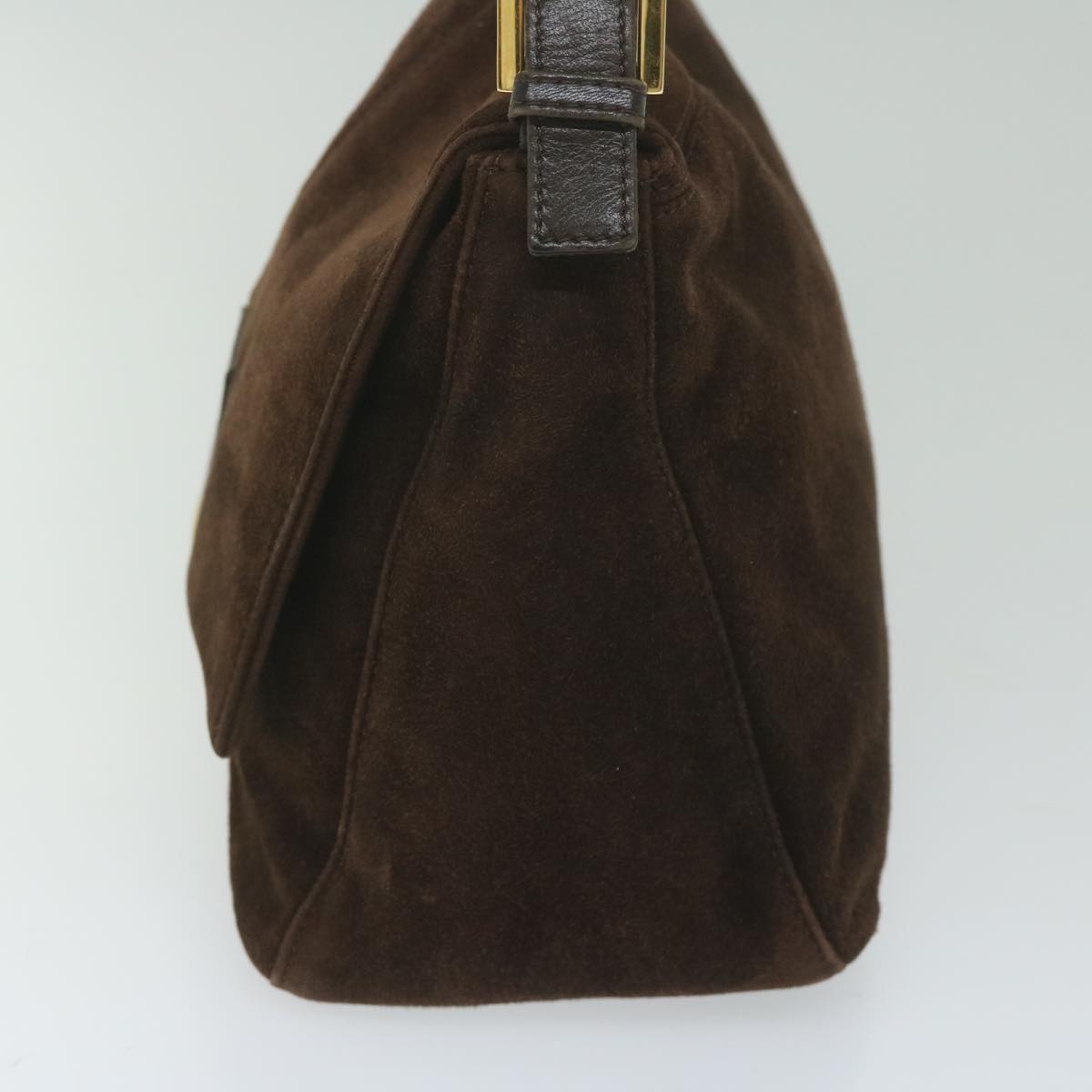 FENDI Mamma Baguette Shoulder Bag Suede Brown am5342