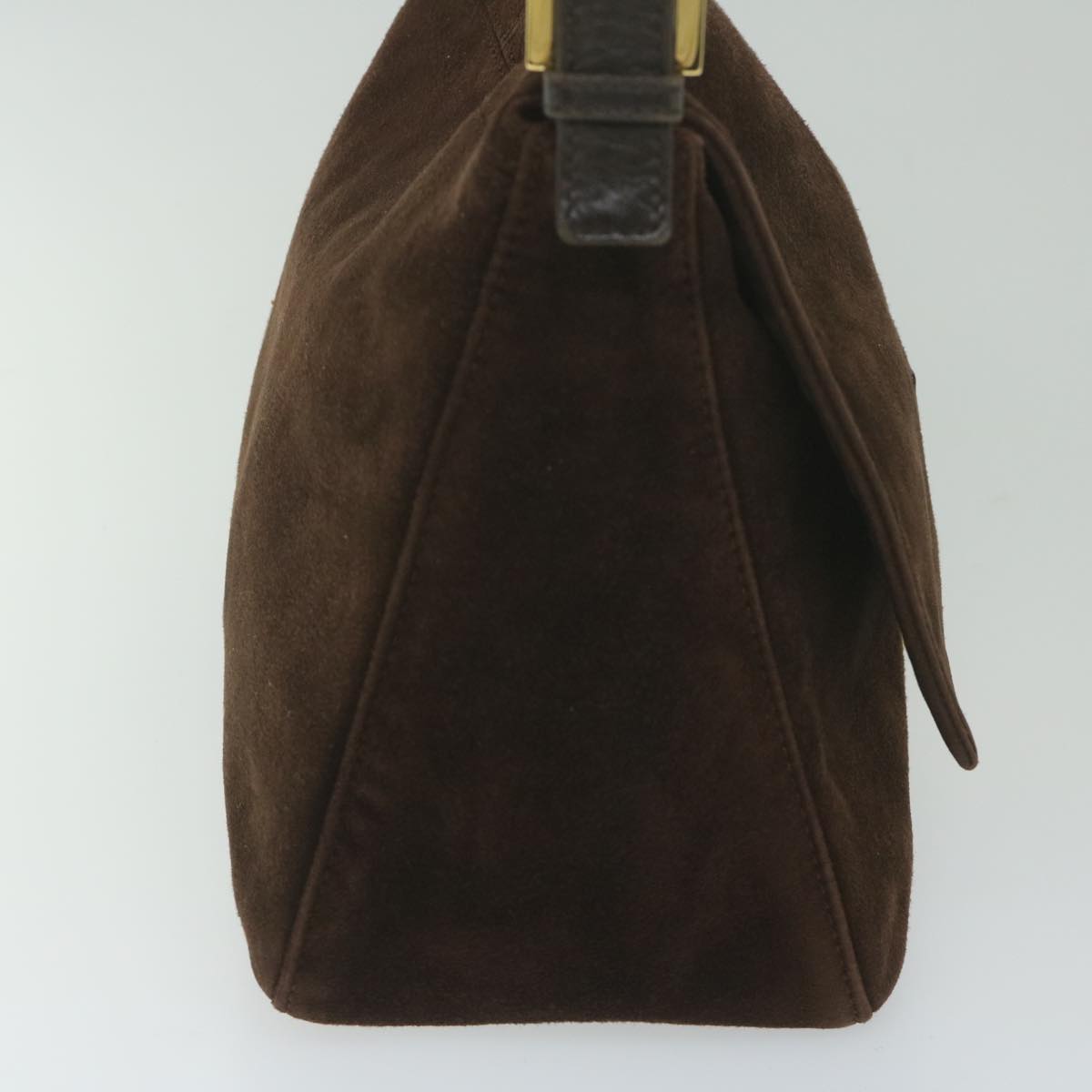 FENDI Mamma Baguette Shoulder Bag Suede Brown am5342