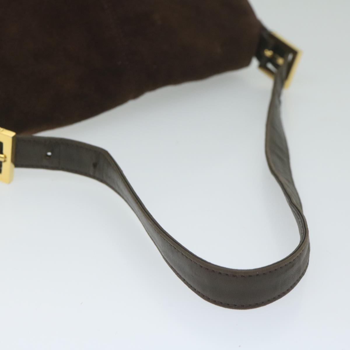 FENDI Mamma Baguette Shoulder Bag Suede Brown am5342