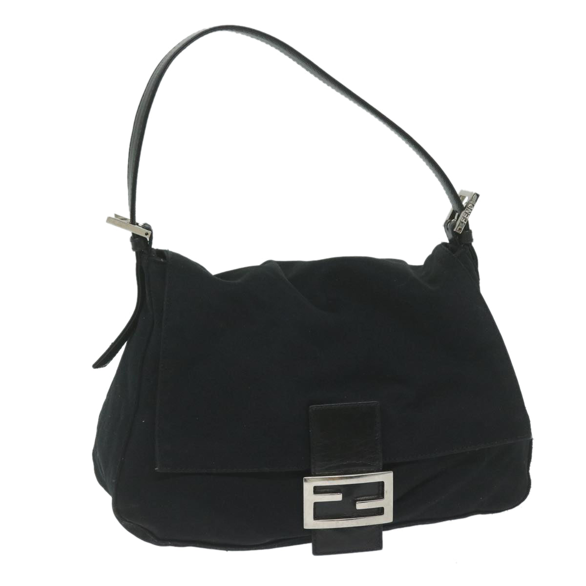 FENDI Mamma Baguette Shoulder Bag Nylon Black 2321 26325 008 am5345