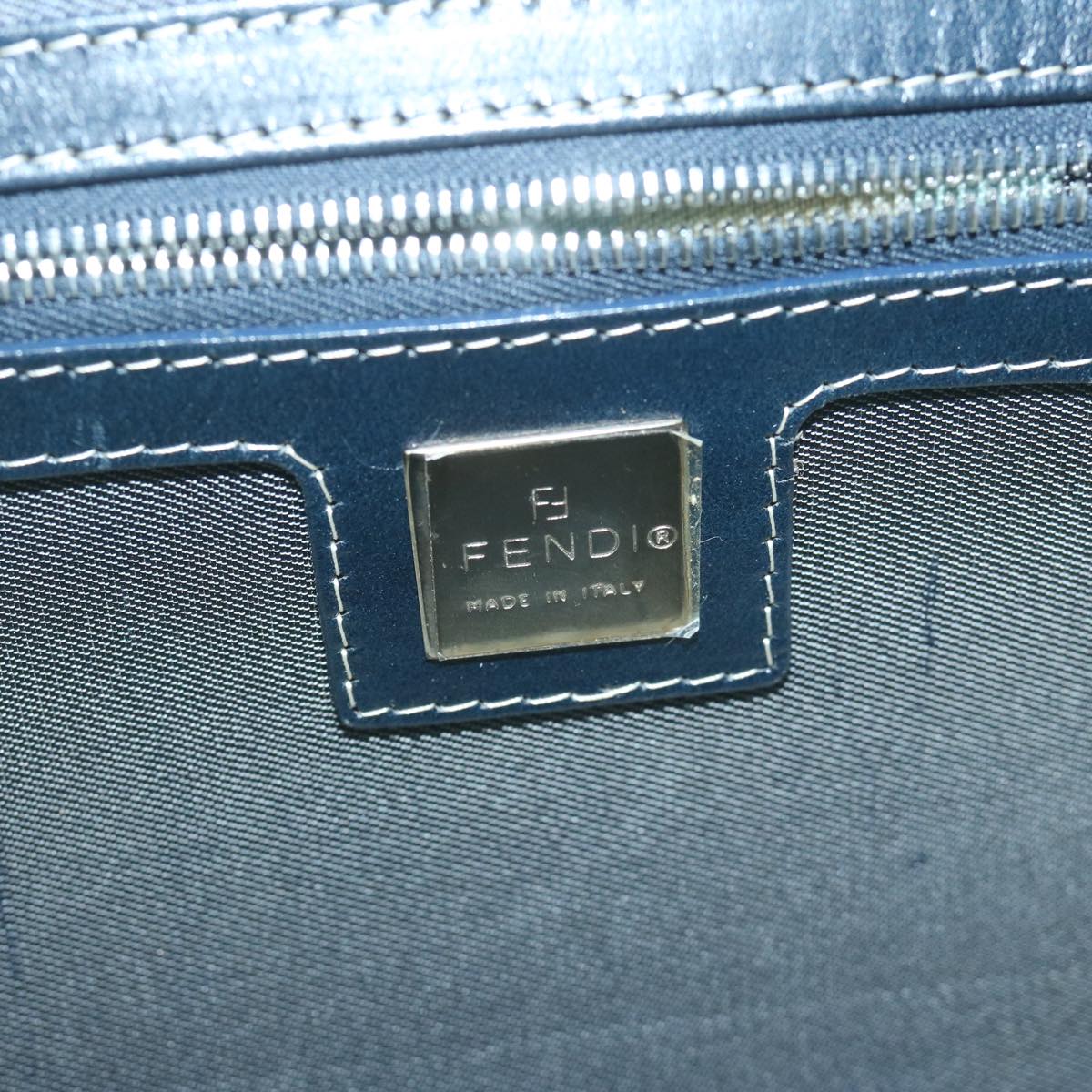 FENDI Mamma Baguette Shoulder Bag Canvas Navy am5373