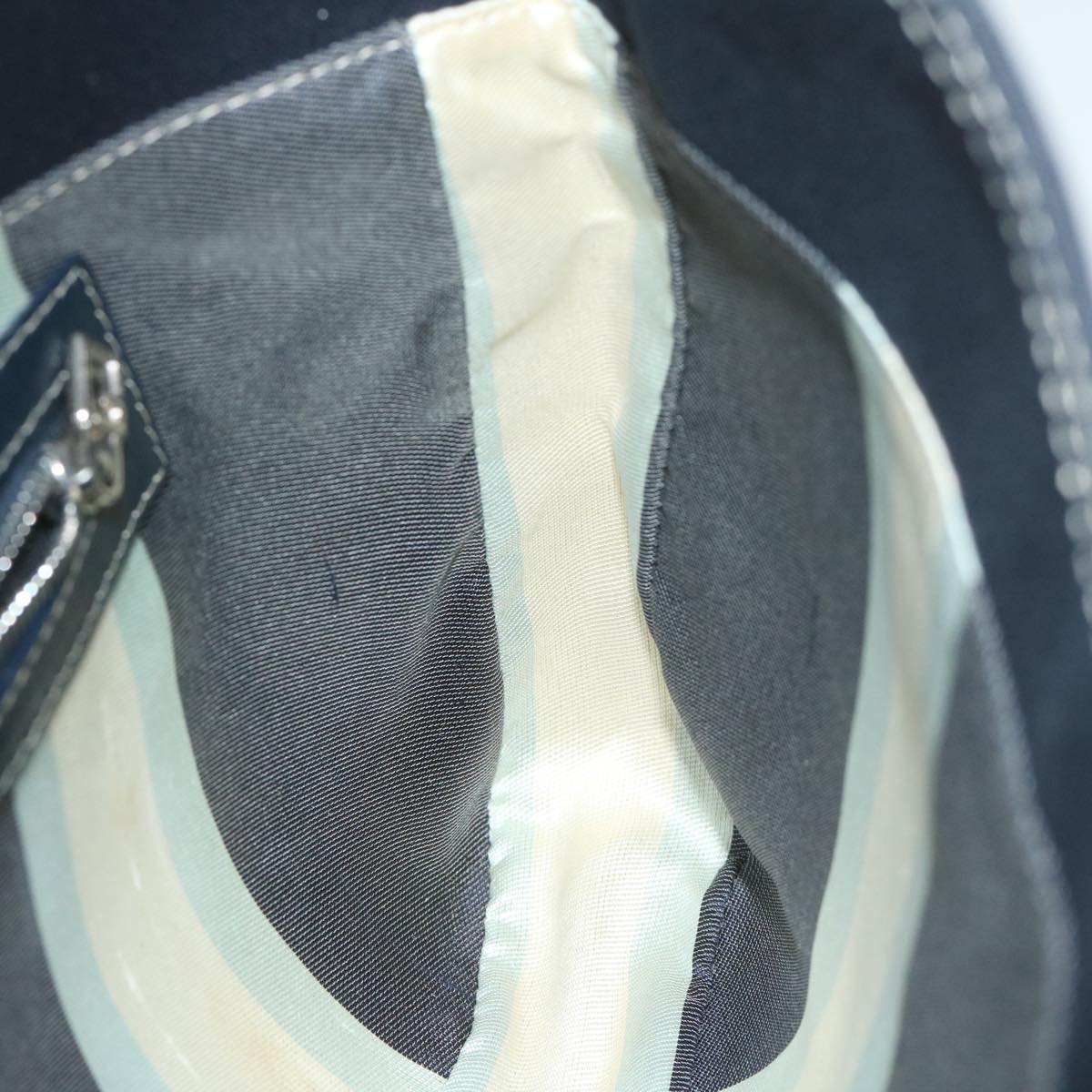 FENDI Mamma Baguette Shoulder Bag Canvas Navy am5373