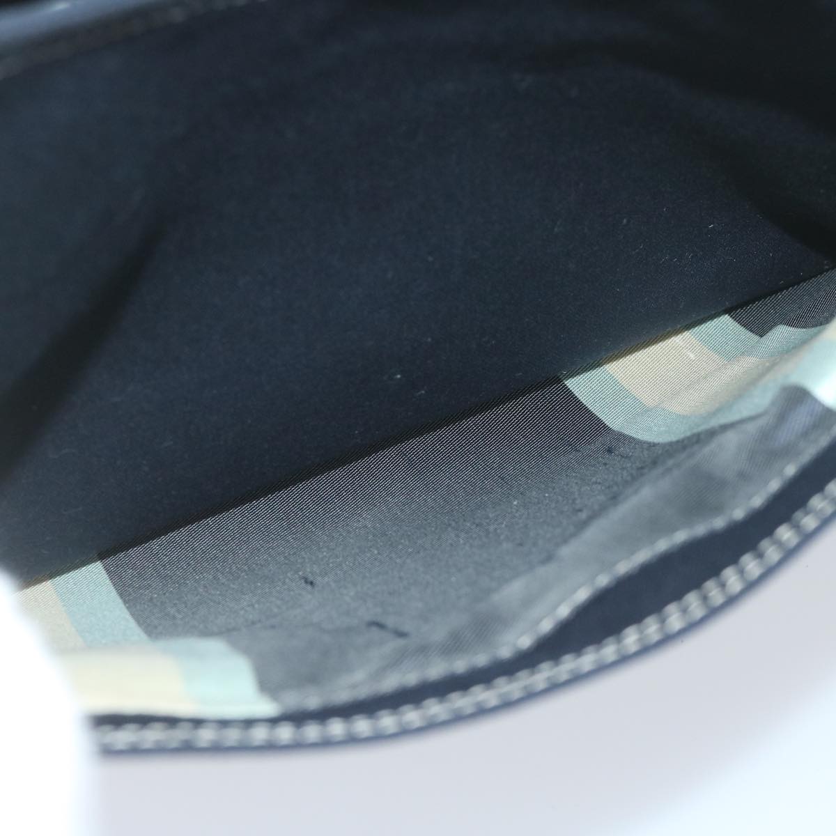 FENDI Mamma Baguette Shoulder Bag Canvas Navy am5373