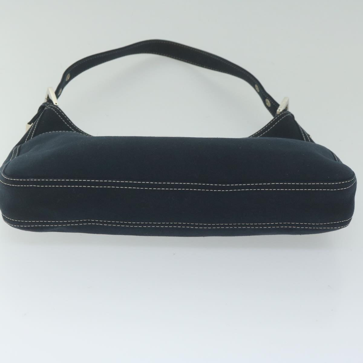FENDI Mamma Baguette Shoulder Bag Canvas Navy am5373