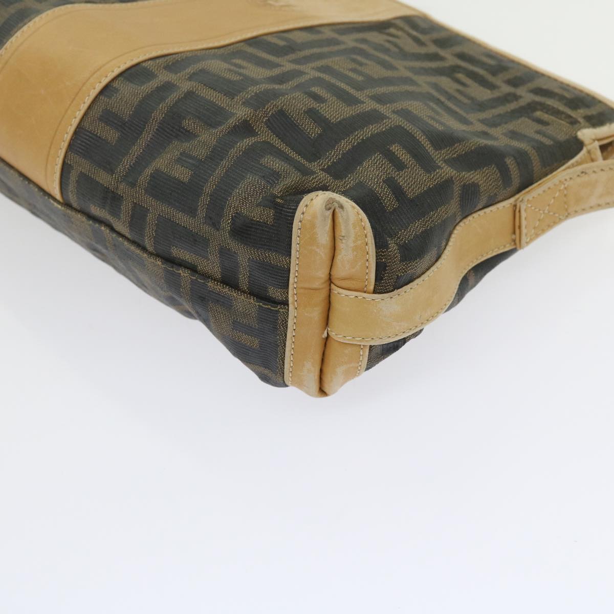 FENDI Zucca Canvas Shoulder Bag Black Brown am5406