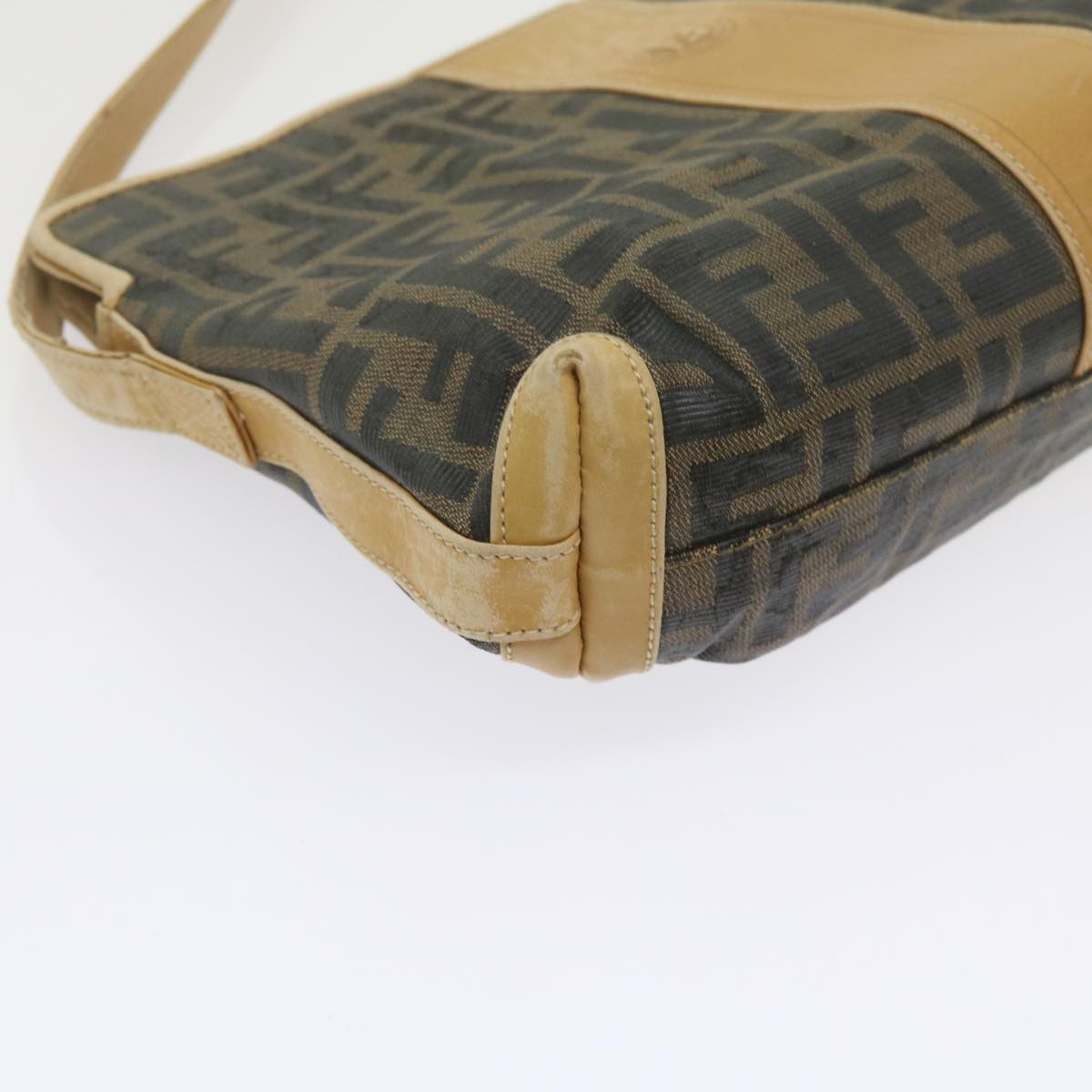 FENDI Zucca Canvas Shoulder Bag Black Brown am5406