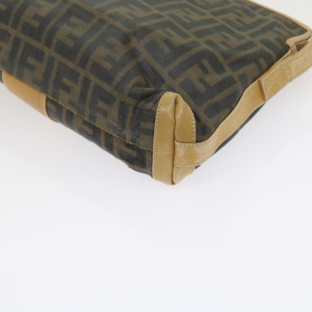 FENDI Zucca Canvas Shoulder Bag Black Brown am5406