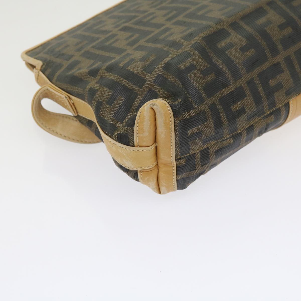 FENDI Zucca Canvas Shoulder Bag Black Brown am5406