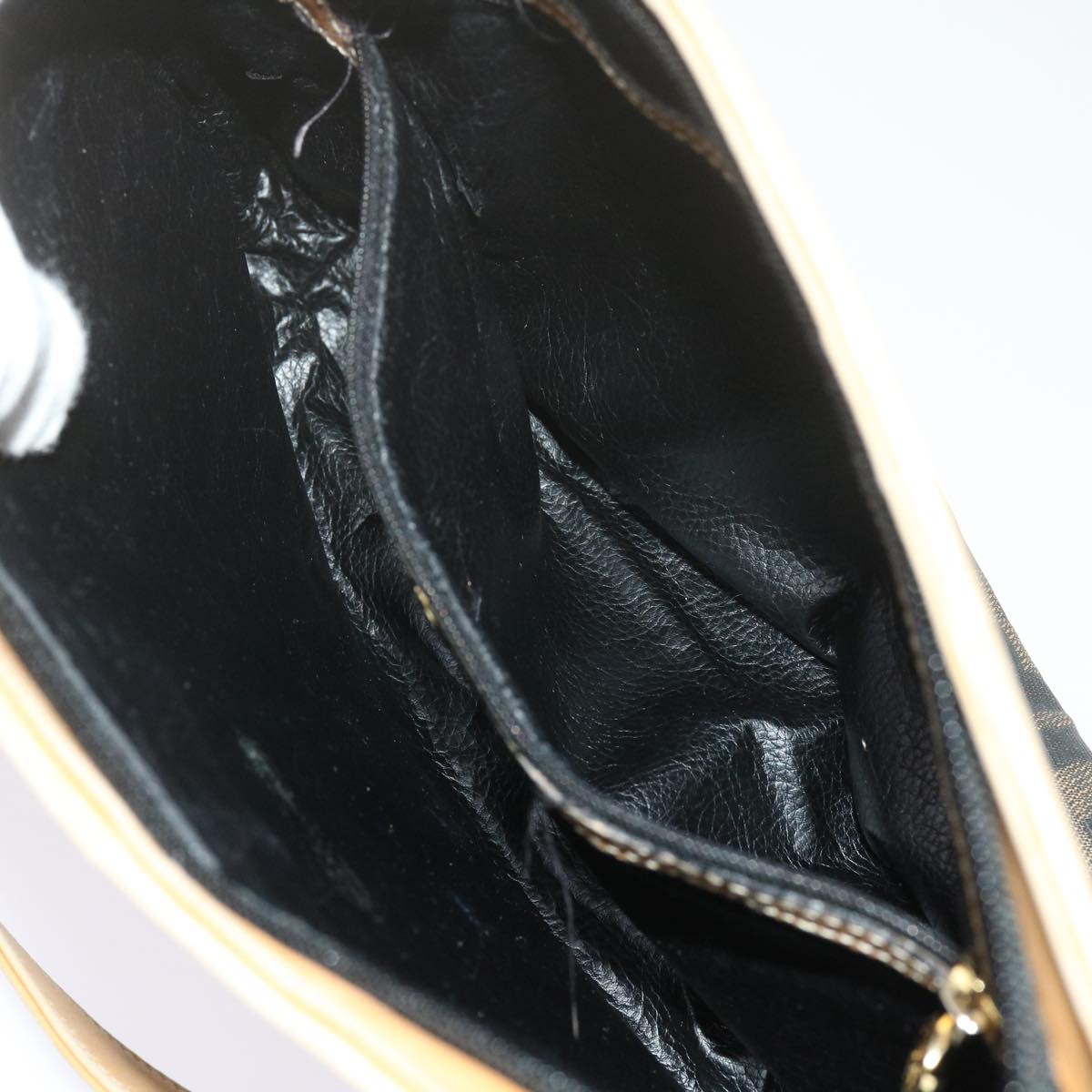 FENDI Zucca Canvas Shoulder Bag Black Brown am5406