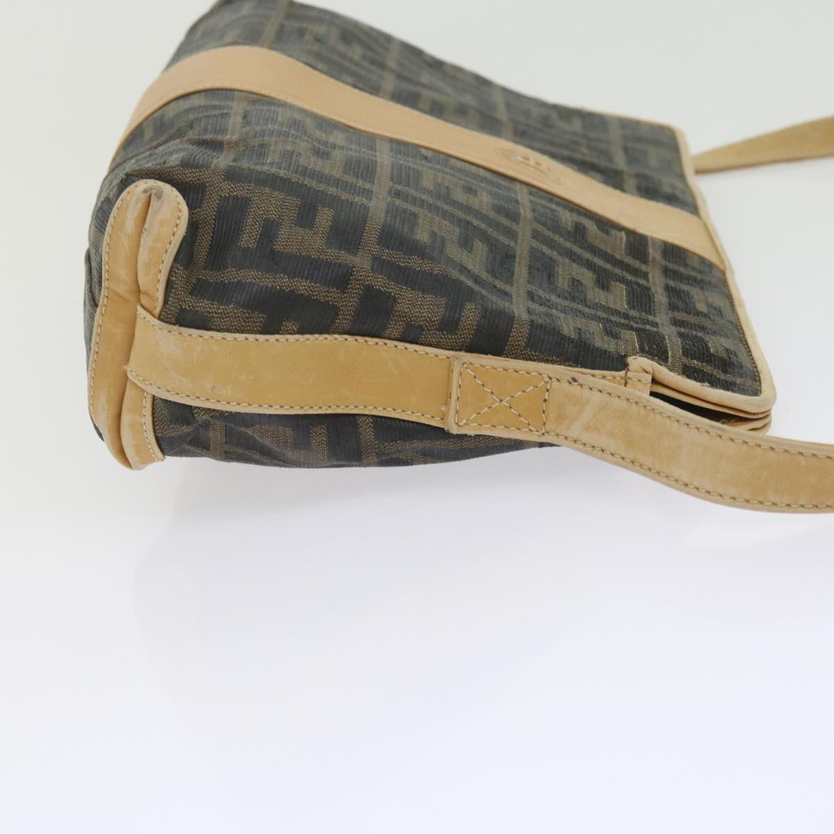 FENDI Zucca Canvas Shoulder Bag Black Brown am5406